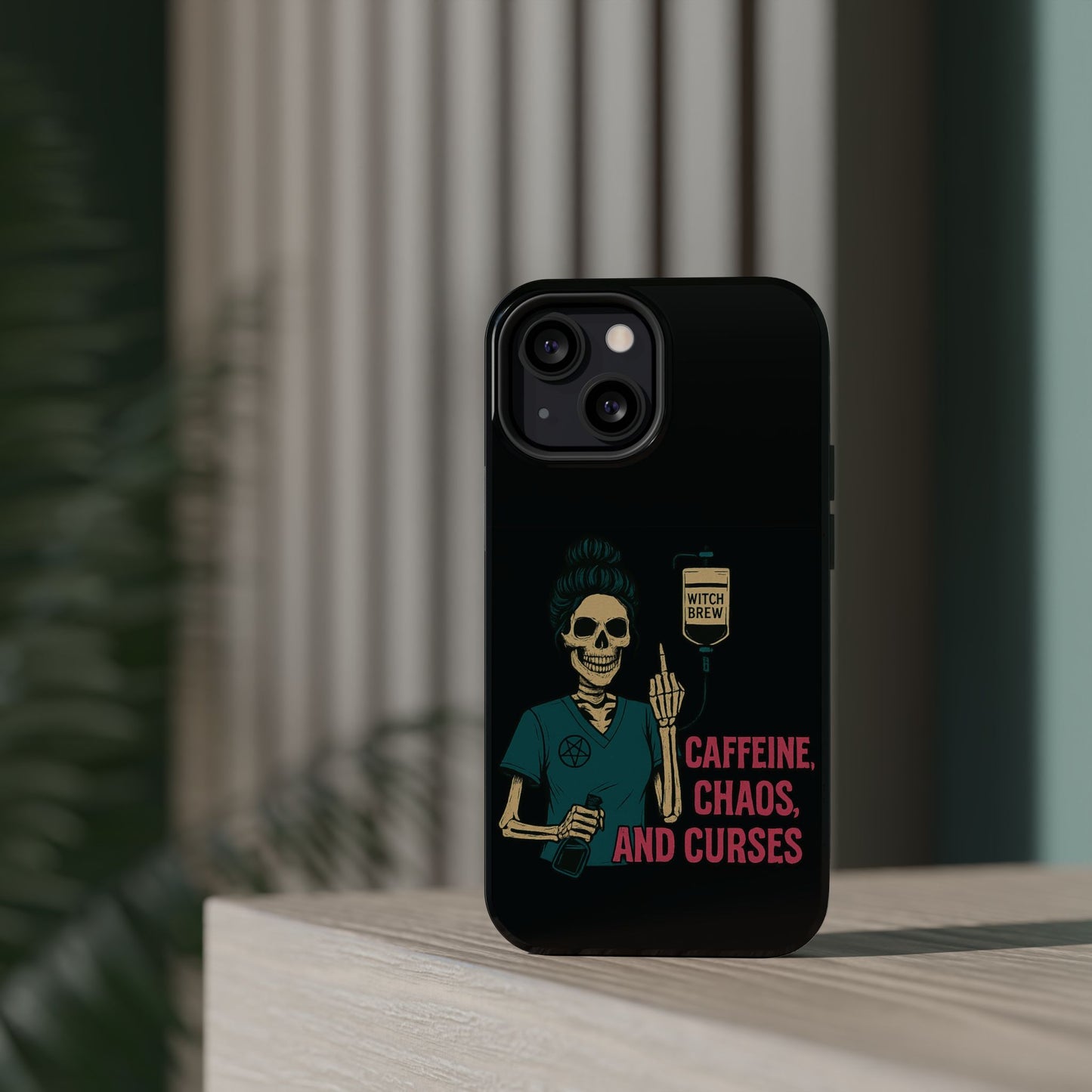 Caffeine Chaos Magnetic Phone Case, Halloween Gift, Witchy Accessories, Phone Cover, Spooky Style