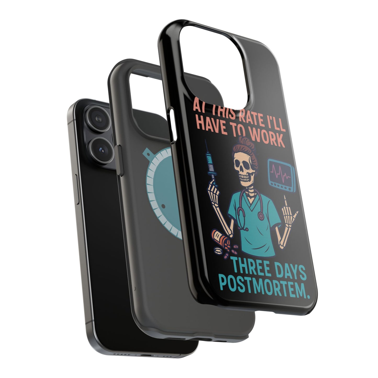 Magnetic Tough Phone Case, 3 Days Postmortem Skull Design, Cute Nurse Gift, Halloween Decor, Unique Phone Accessory