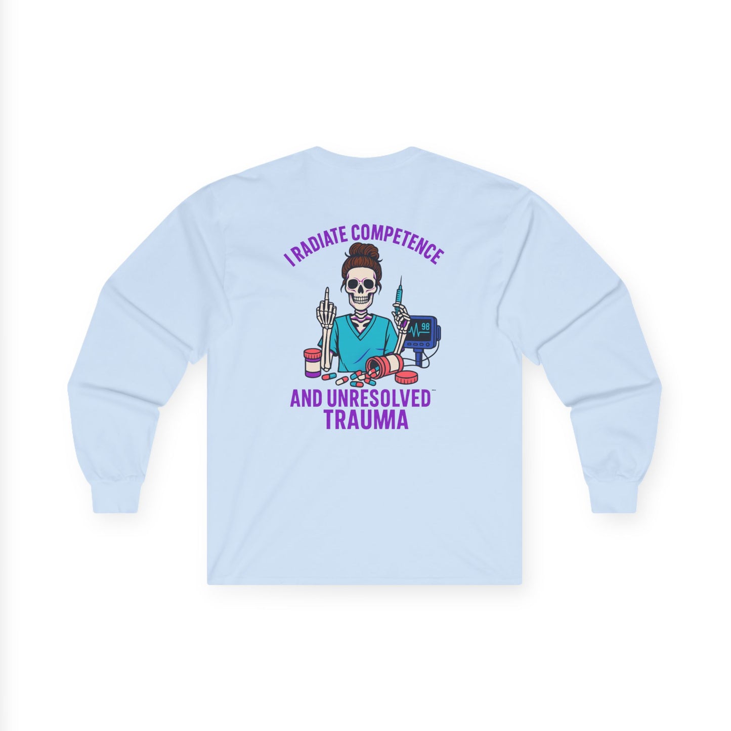 Skull Graphic Long Sleeve Tee, Casual Wear, Halloween Apparel, Gift for Friends, Unisex Fashion, Trendy Tee