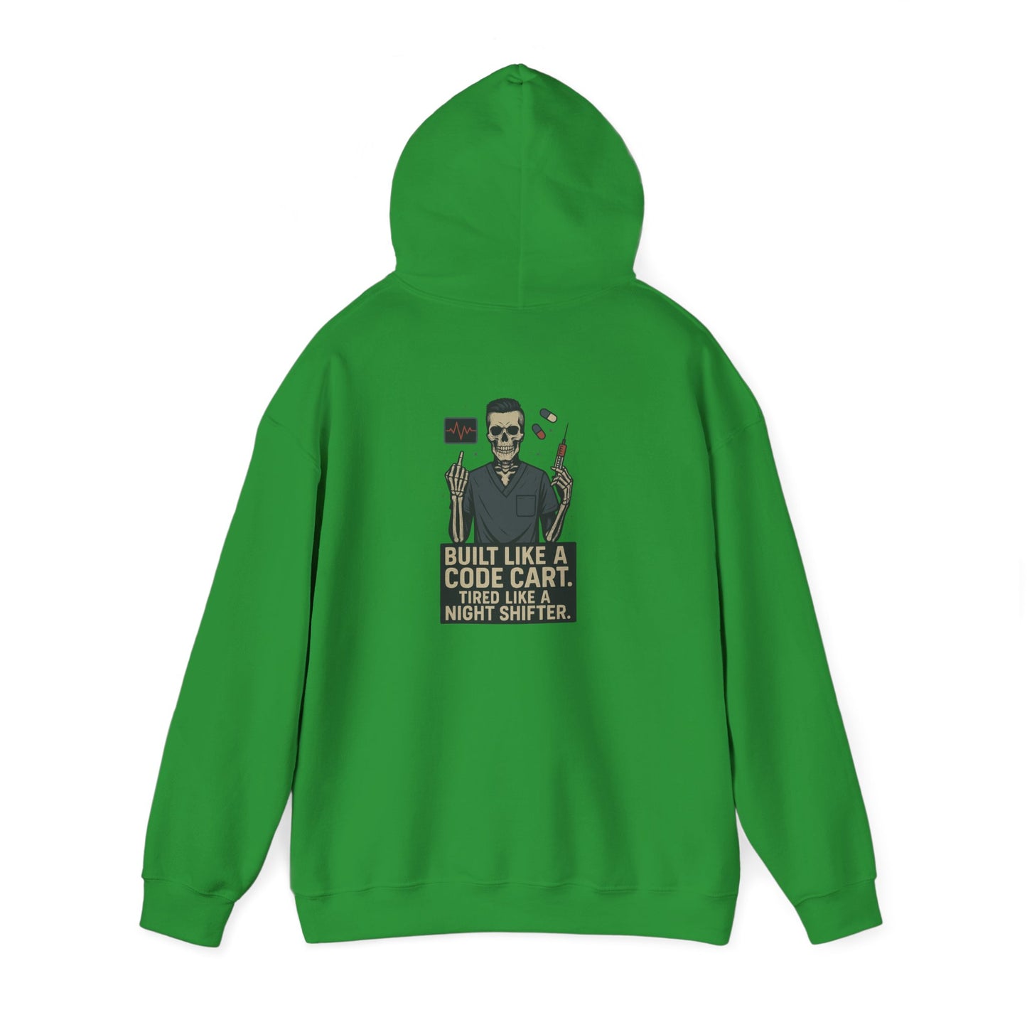 “Built Like a Code Cart. Tired Like a Night Shifter.” – Sarcastic Men’s Hoodie