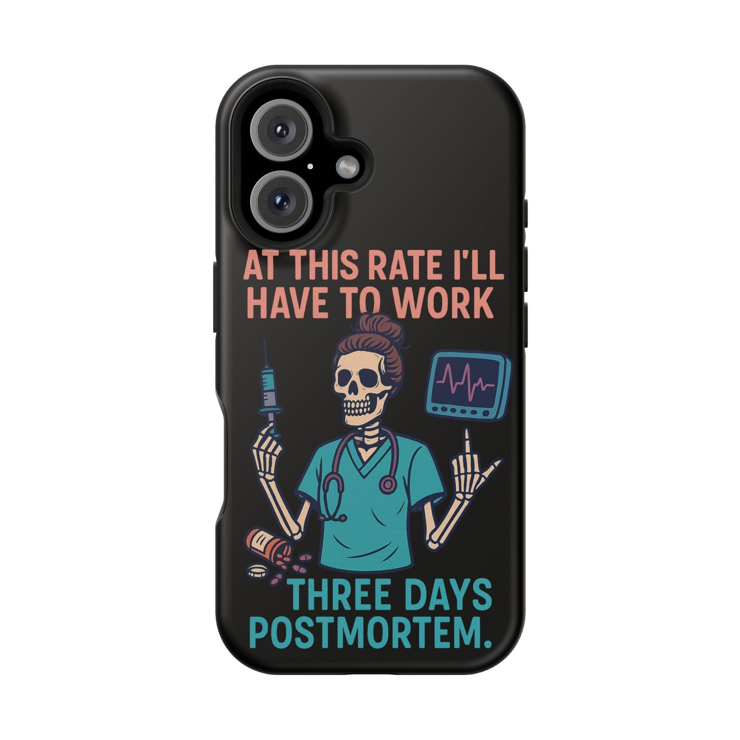 Magnetic Tough Phone Case, 3 Days Postmortem Skull Design, Cute Nurse Gift, Halloween Decor, Unique Phone Accessory
