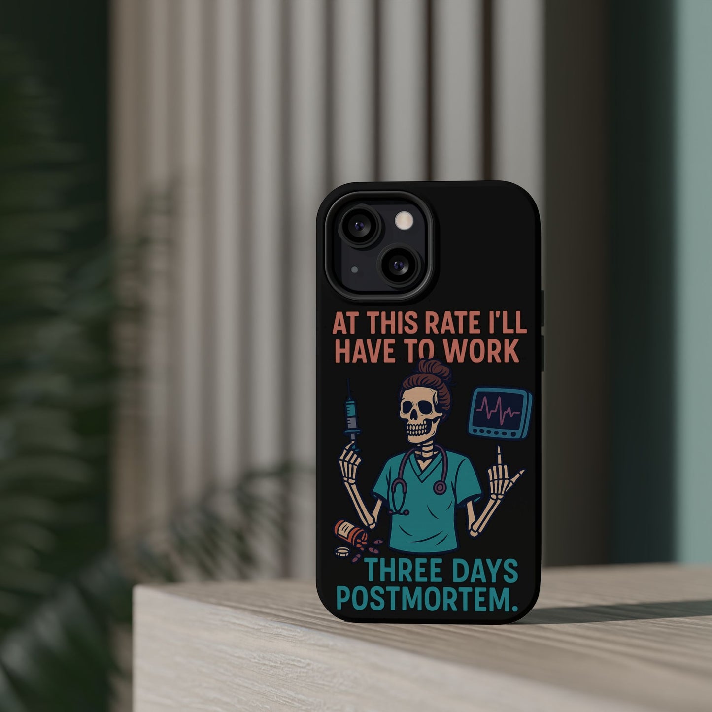 Magnetic Tough Phone Case, 3 Days Postmortem Skull Design, Cute Nurse Gift, Halloween Decor, Unique Phone Accessory