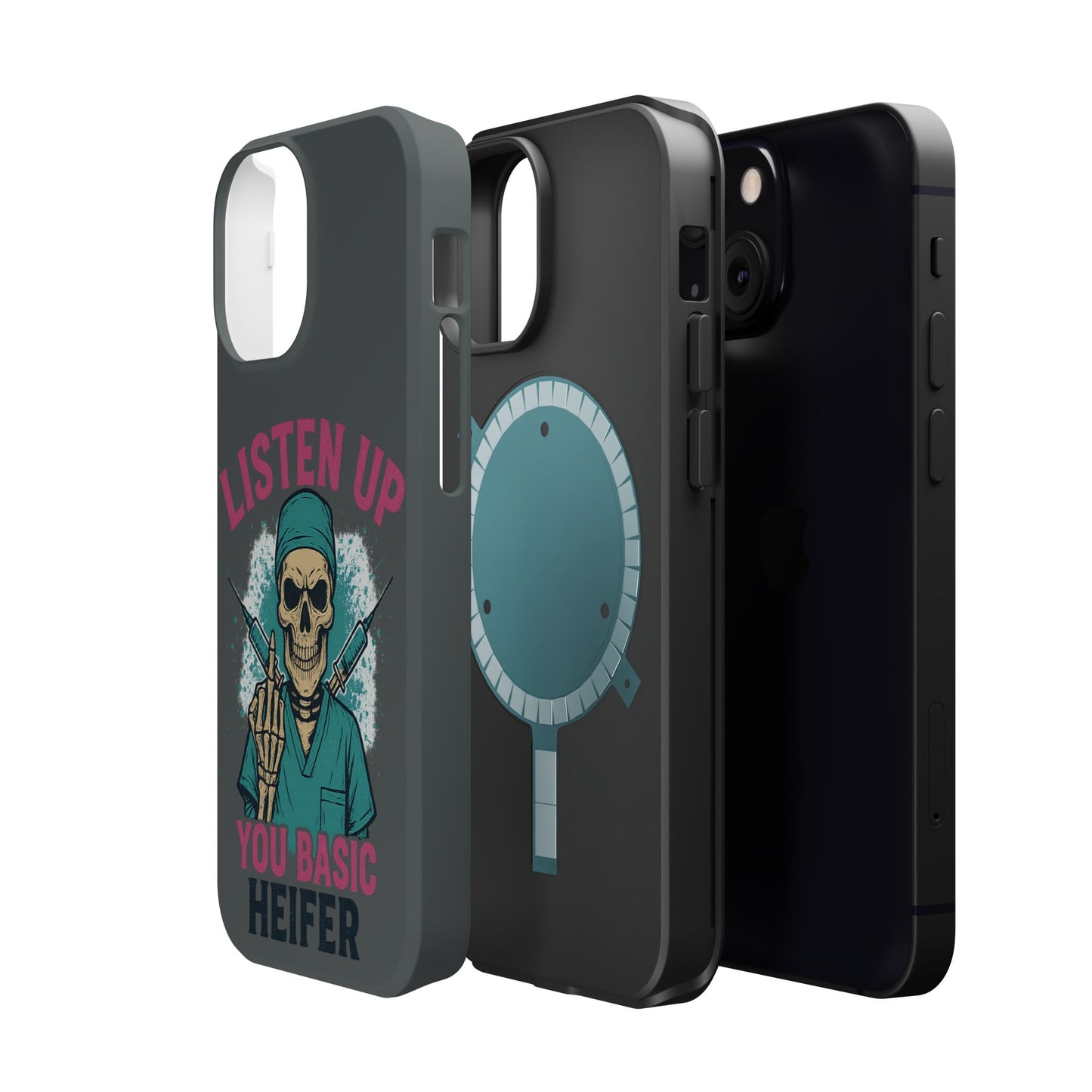 Edgy Nurse Phone Case, Gift for Healthcare Workers, Skull Design Case, Halloween Accessories, Trendy Tough Cases