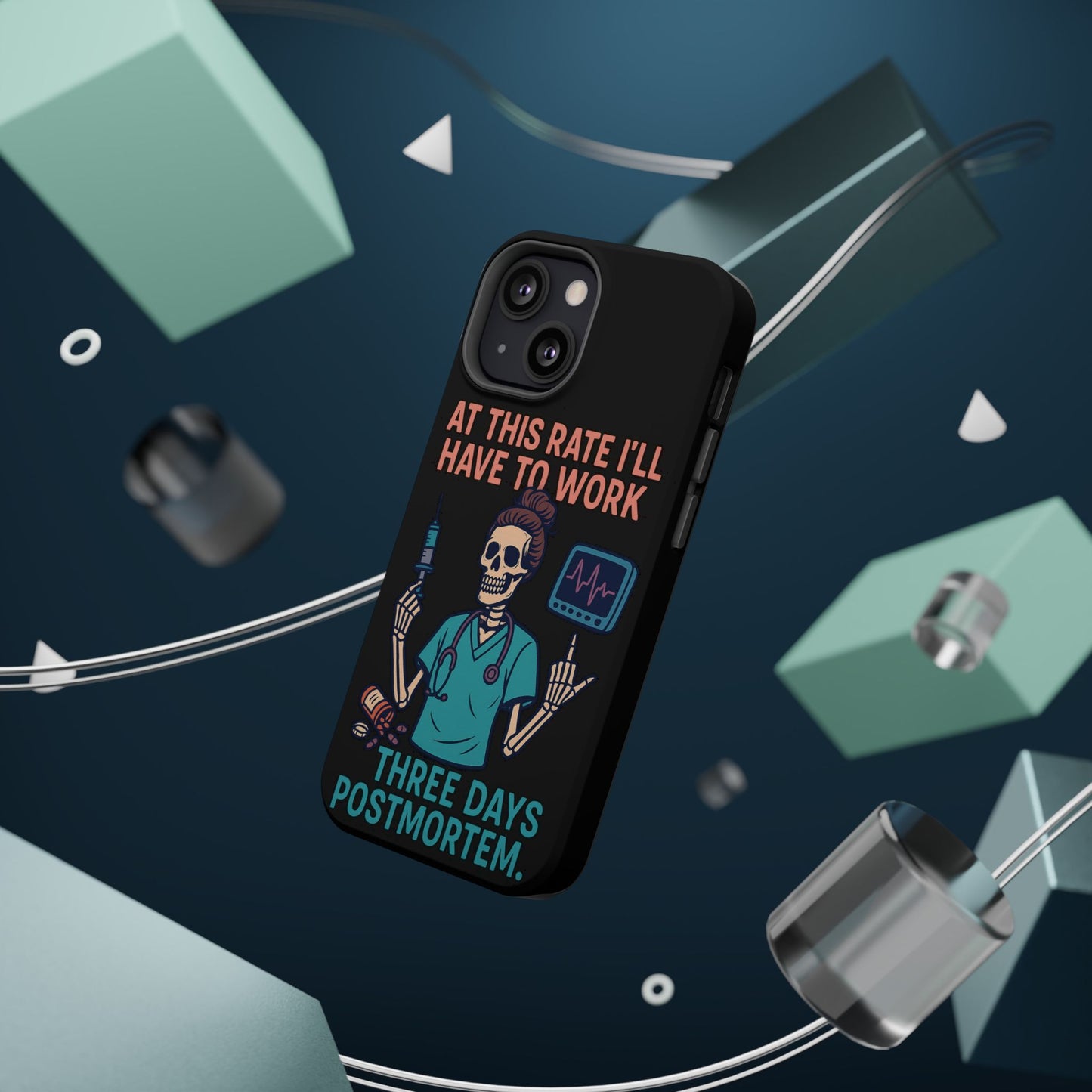 Magnetic Tough Phone Case, 3 Days Postmortem Skull Design, Cute Nurse Gift, Halloween Decor, Unique Phone Accessory