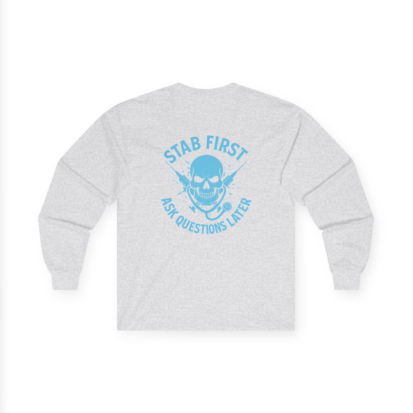 Edgy Graphic Long Sleeve Tee - Unisex Cotton Shirt, Casual Wear, Gift for Gamers, Halloween Outfit, Unique Statement Apparel