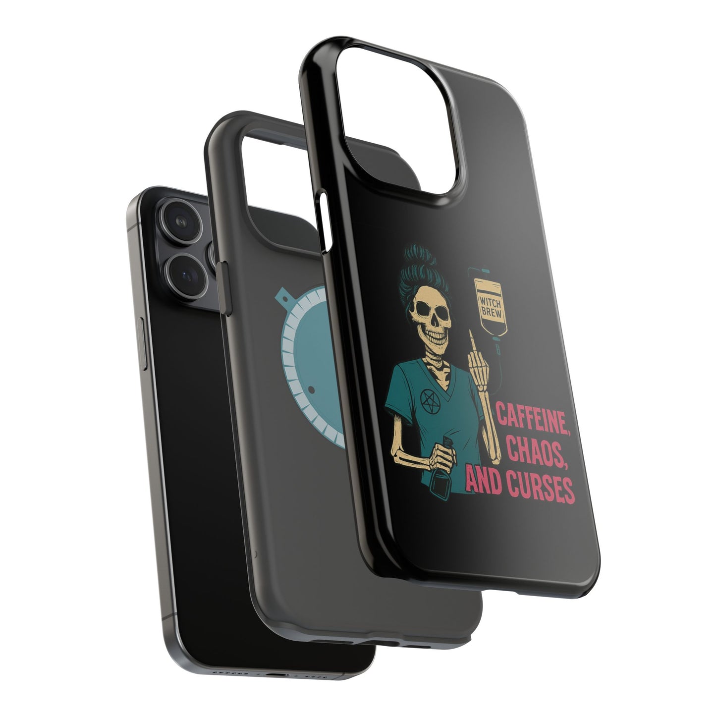 Caffeine Chaos Magnetic Phone Case, Halloween Gift, Witchy Accessories, Phone Cover, Spooky Style