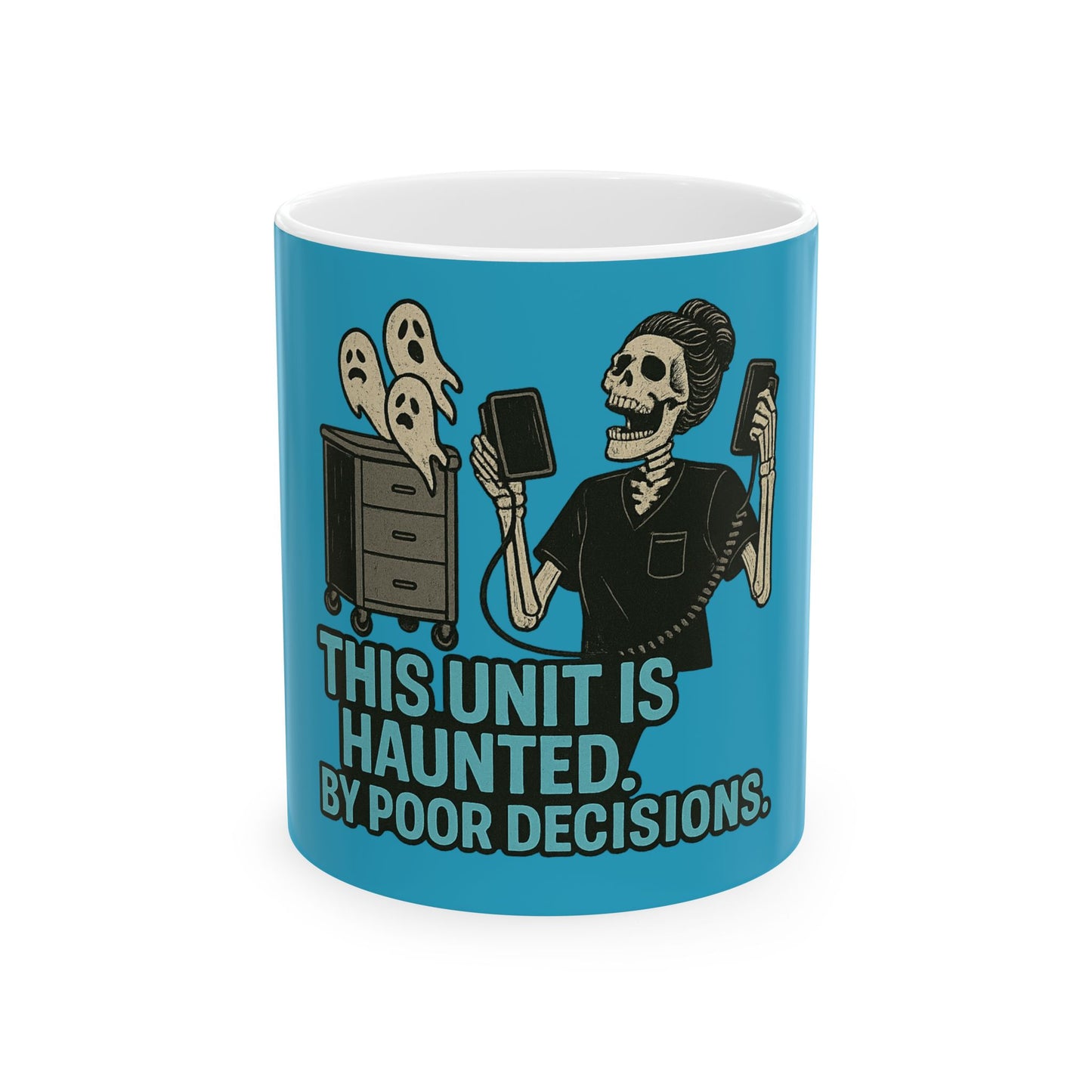 Ceramic Mug with Haunted Design - Perfect Gift for Halloween, Coffee Lovers, & Spooky Decor, Unique Kitchenware, Fun Office Mug