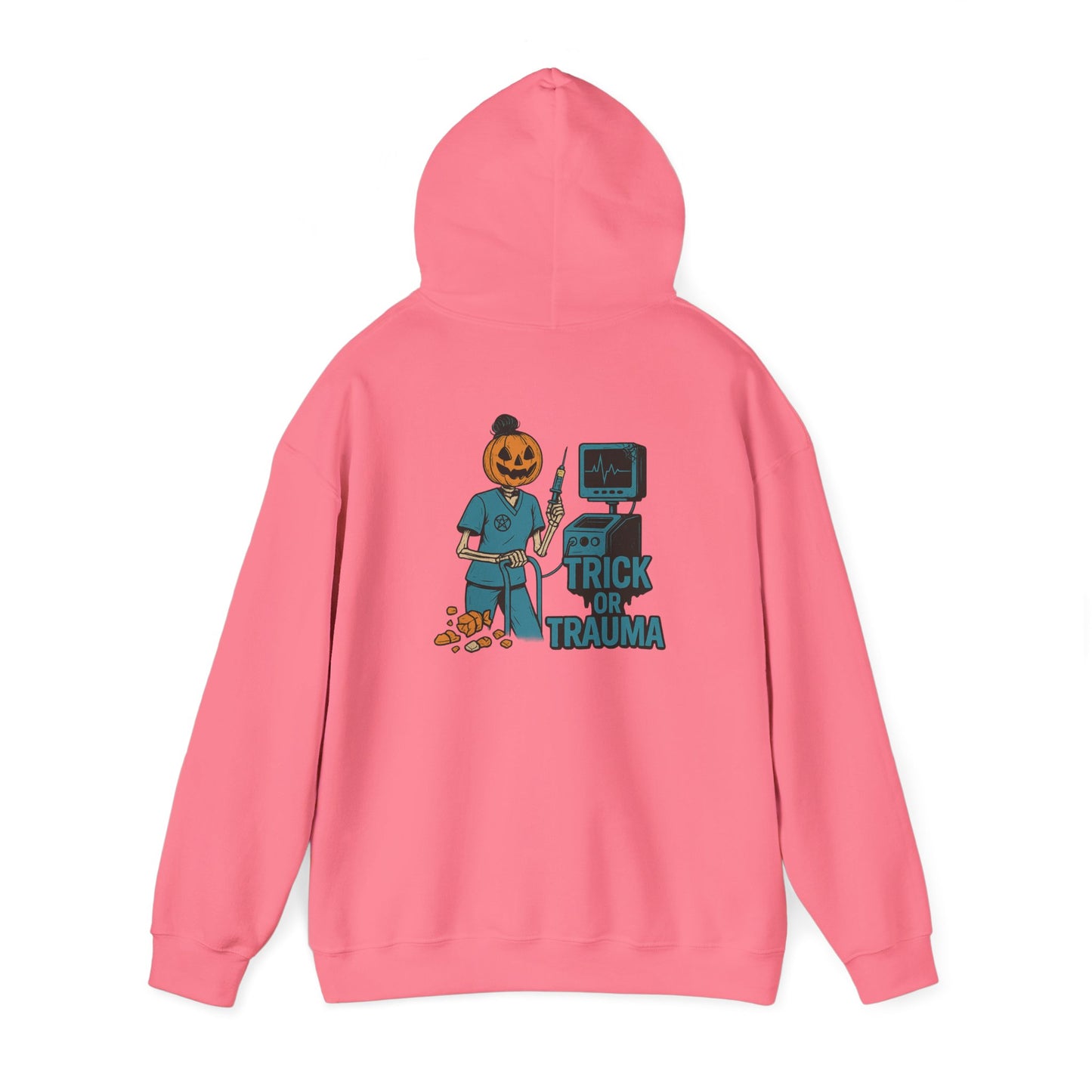 Halloween Trick or Trauma Unisex Hoodie, Perfect for Fall, Cozy Sweatshirt for Halloween Parties, Costume, Gift Idea, Spooky Season Apparel