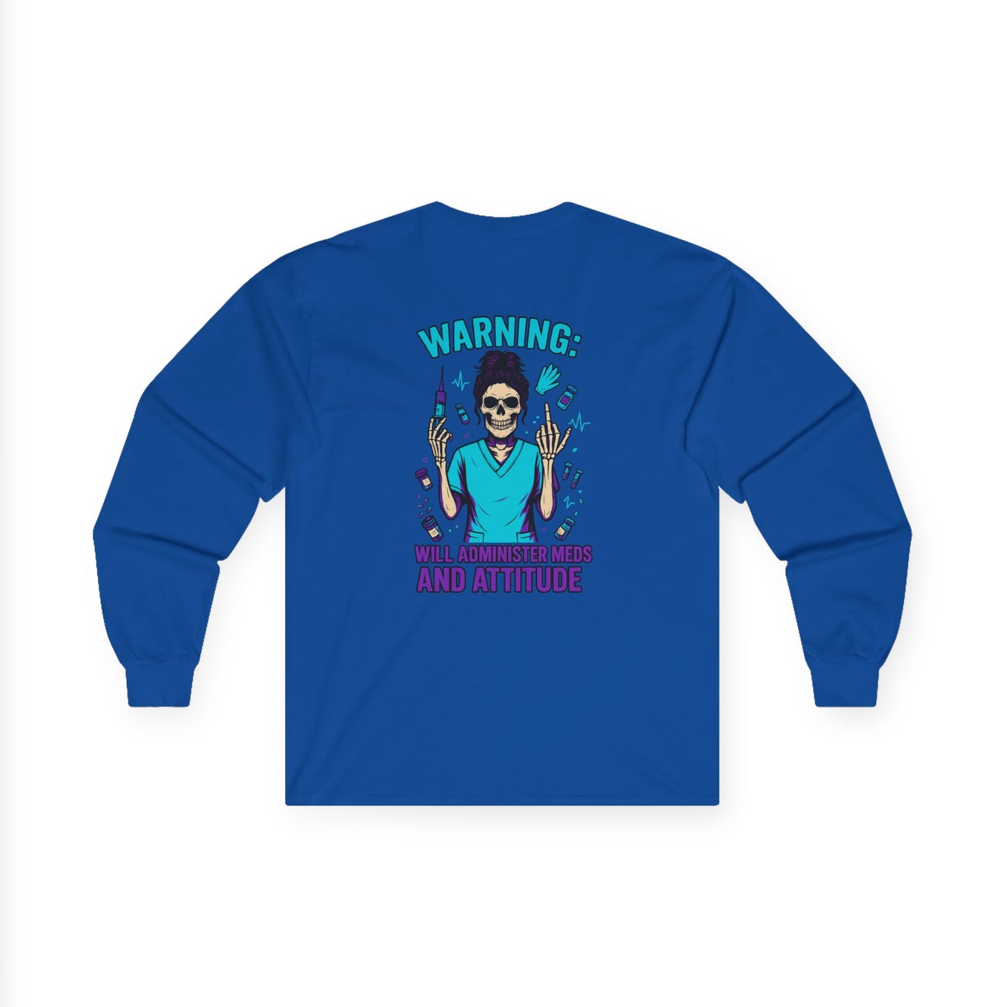 Warning: Attitude Unisex Long Sleeve Tee, Casual Streetwear, Gift for Fashion Lovers, Cool Graphic Tee, Perfect for Holidays