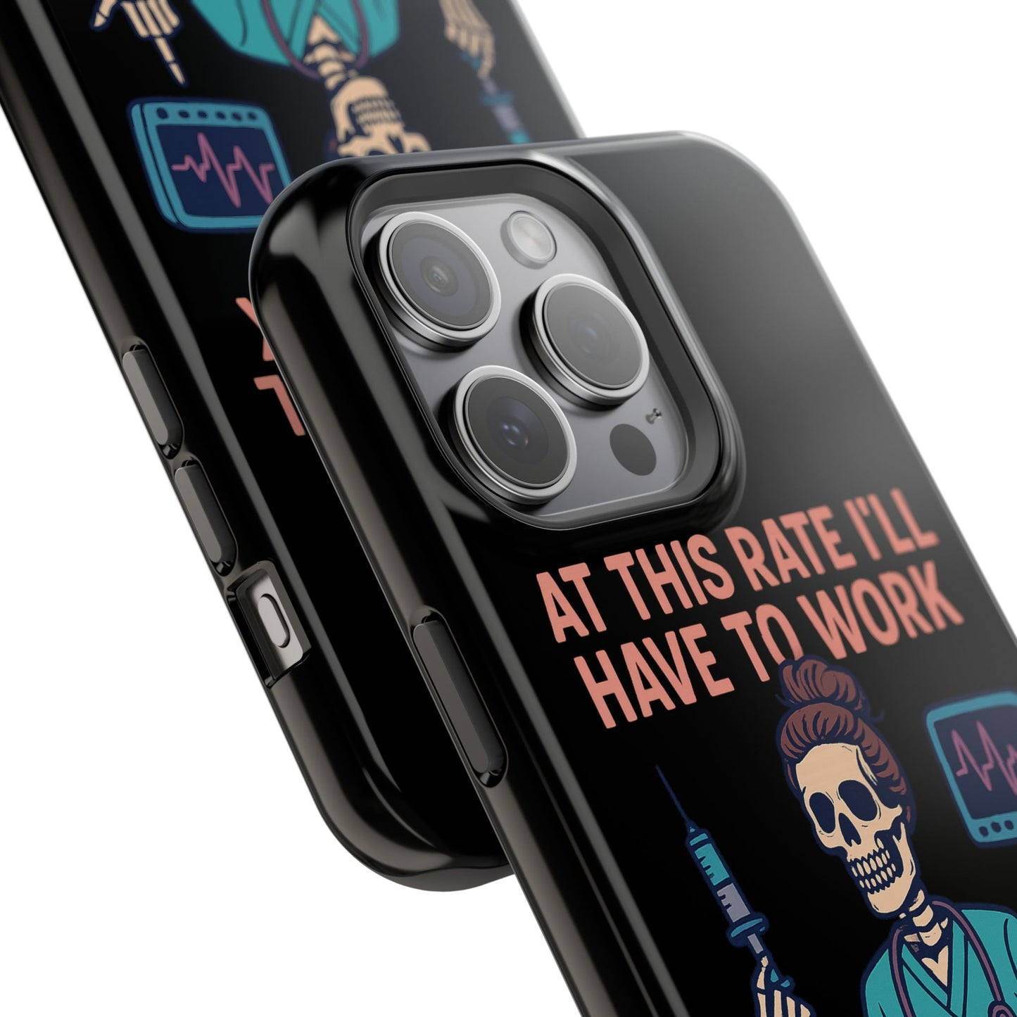 Magnetic Tough Phone Case, 3 Days Postmortem Skull Design, Cute Nurse Gift, Halloween Decor, Unique Phone Accessory
