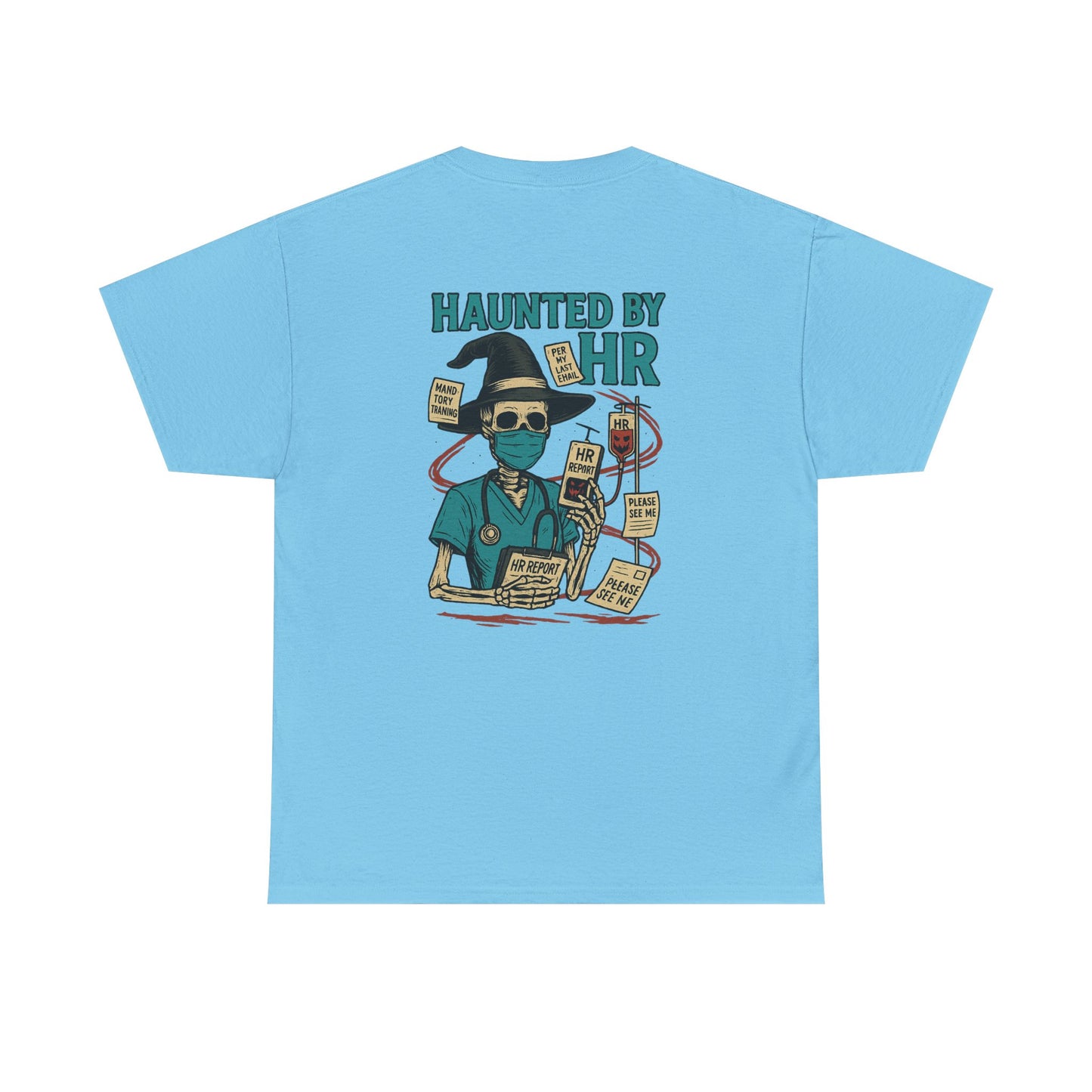 Haunted by HR Graphic Tee, Unisex Heavy Cotton Shirt, Halloween T-Shirt, Fun Office Humor, Spooky Gifts, Casual Wear
