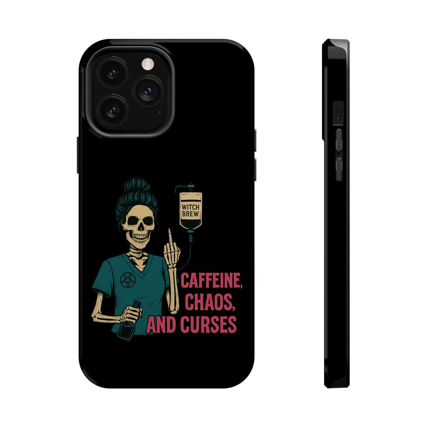 Caffeine Chaos Magnetic Phone Case, Halloween Gift, Witchy Accessories, Phone Cover, Spooky Style