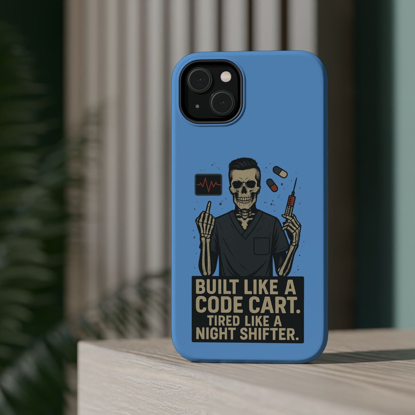 “Built Like a Code Cart. Tired Like a Night Shifter.” – Men’s Nurse Phone Case