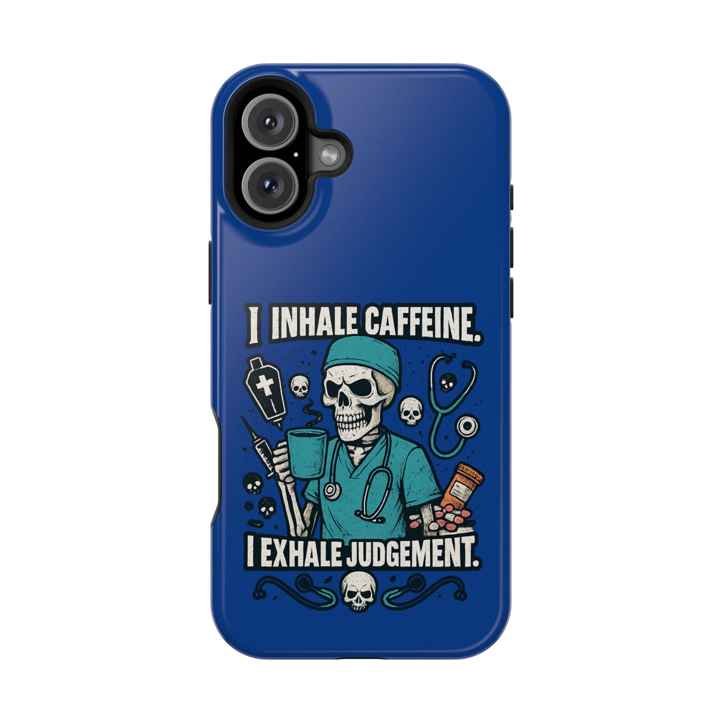 Funny Nurse Phone Case, Medical Humor, Gift for Healthcare Workers, Caffeine Lover Accessory, Skeleton Design