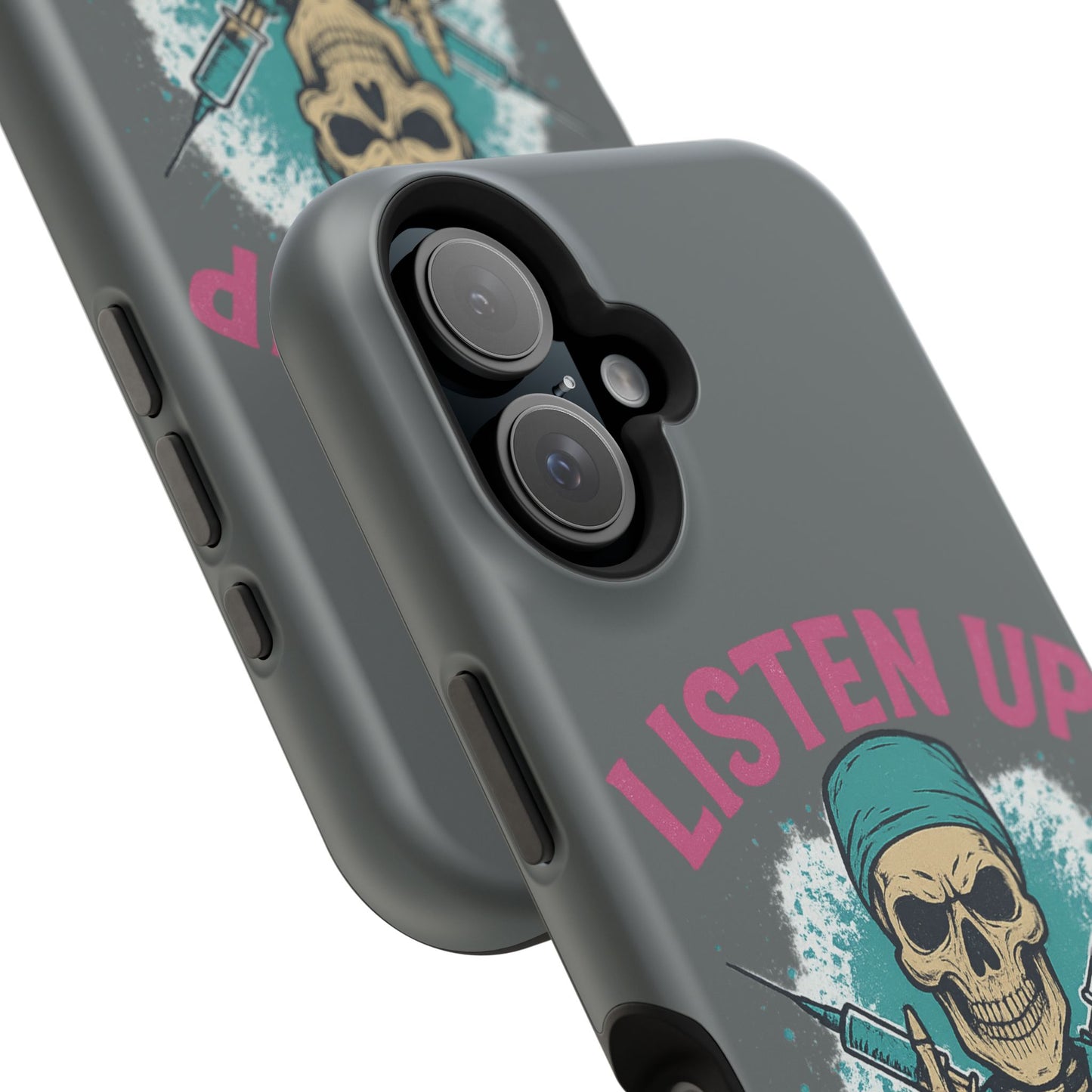 Edgy Nurse Phone Case, Gift for Healthcare Workers, Skull Design Case, Halloween Accessories, Trendy Tough Cases