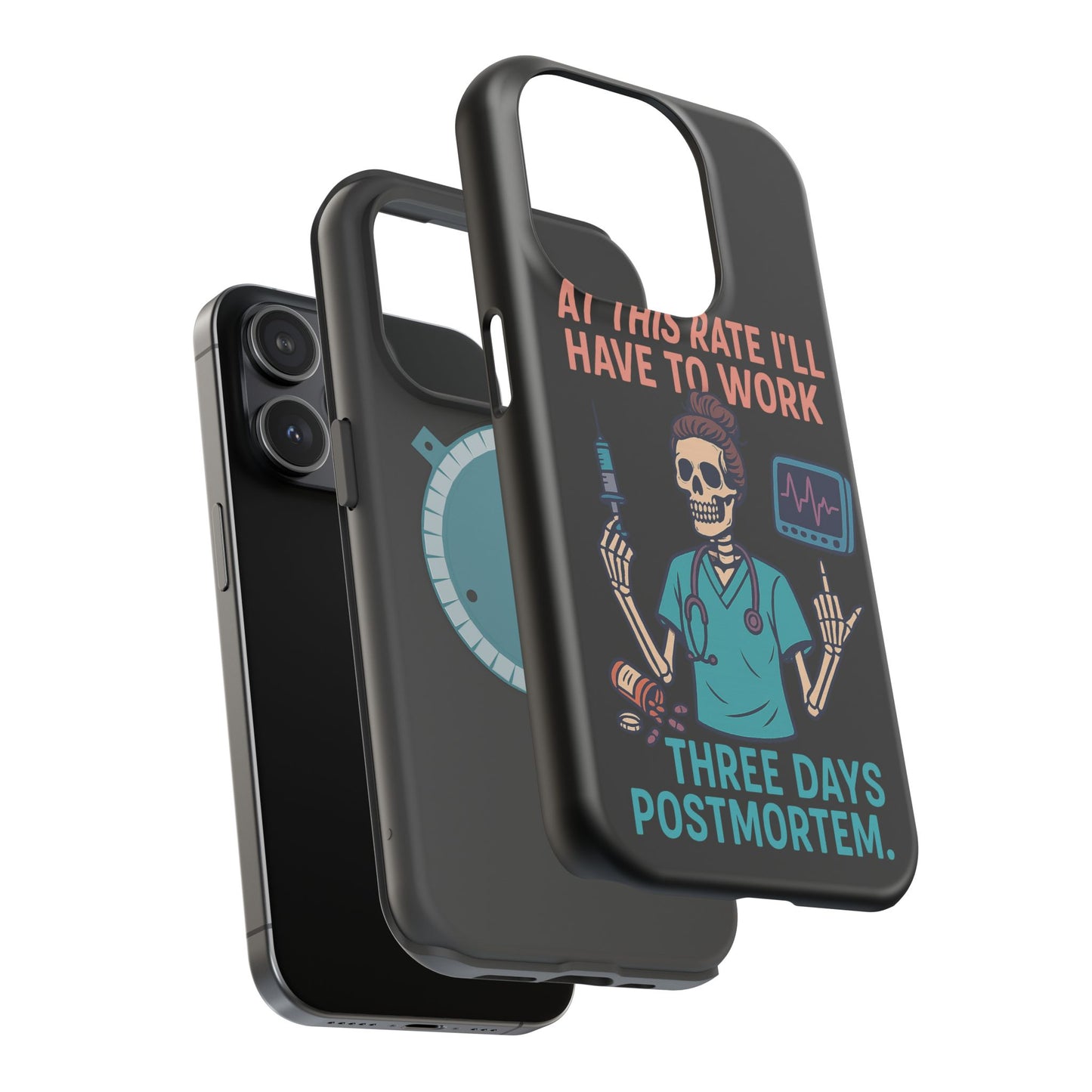 Magnetic Tough Phone Case, 3 Days Postmortem Skull Design, Cute Nurse Gift, Halloween Decor, Unique Phone Accessory