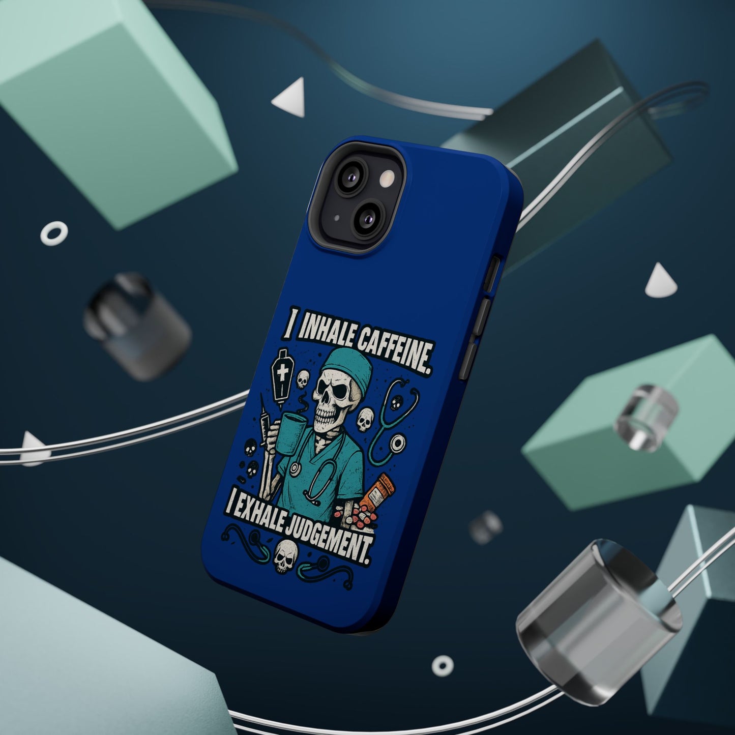 Funny Nurse Phone Case, Medical Humor, Gift for Healthcare Workers, Caffeine Lover Accessory, Skeleton Design