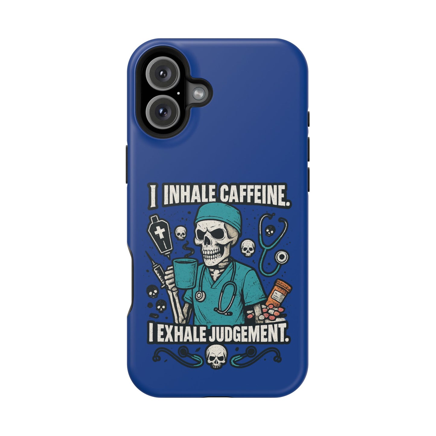 Funny Nurse Phone Case, Medical Humor, Gift for Healthcare Workers, Caffeine Lover Accessory, Skeleton Design