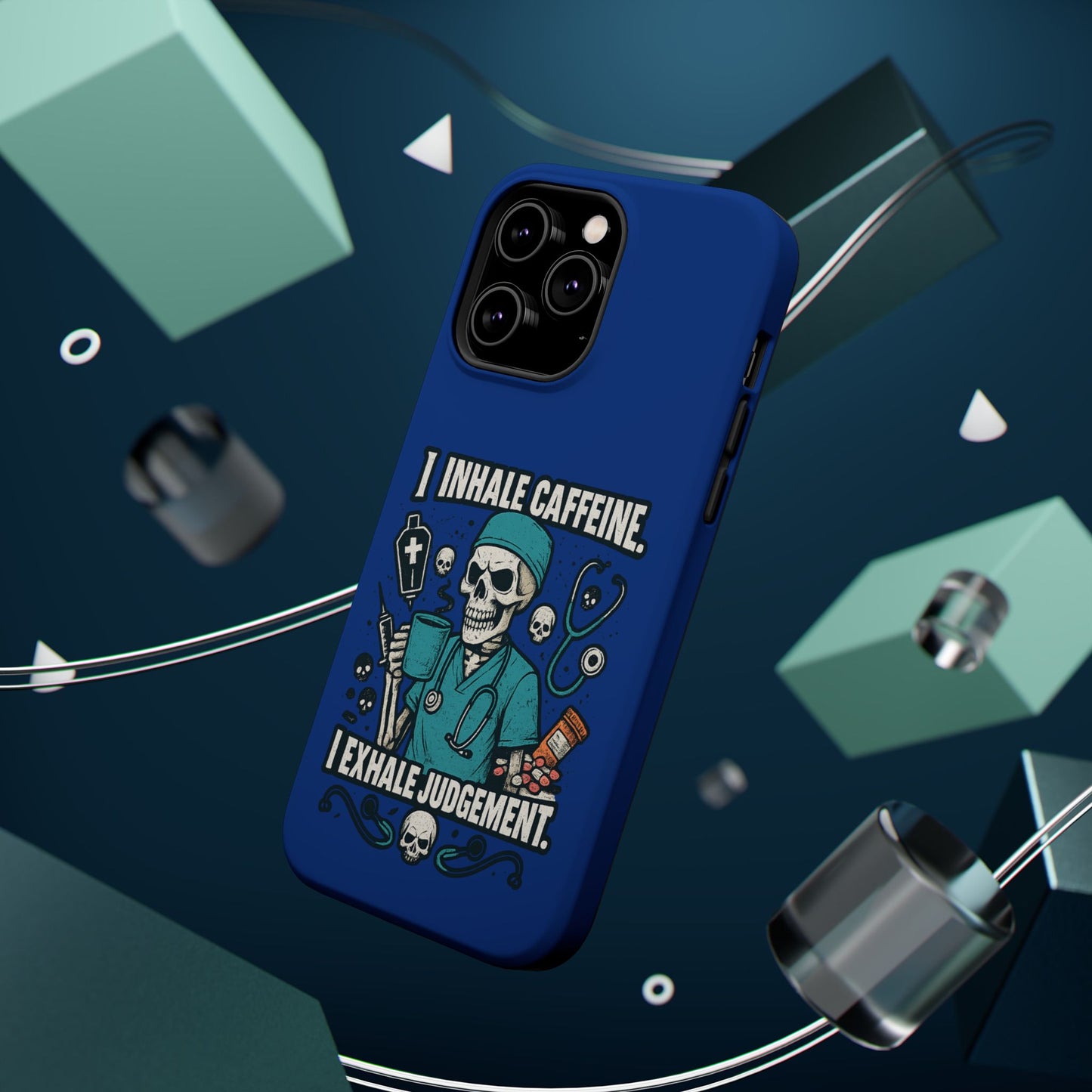 Funny Nurse Phone Case, Medical Humor, Gift for Healthcare Workers, Caffeine Lover Accessory, Skeleton Design
