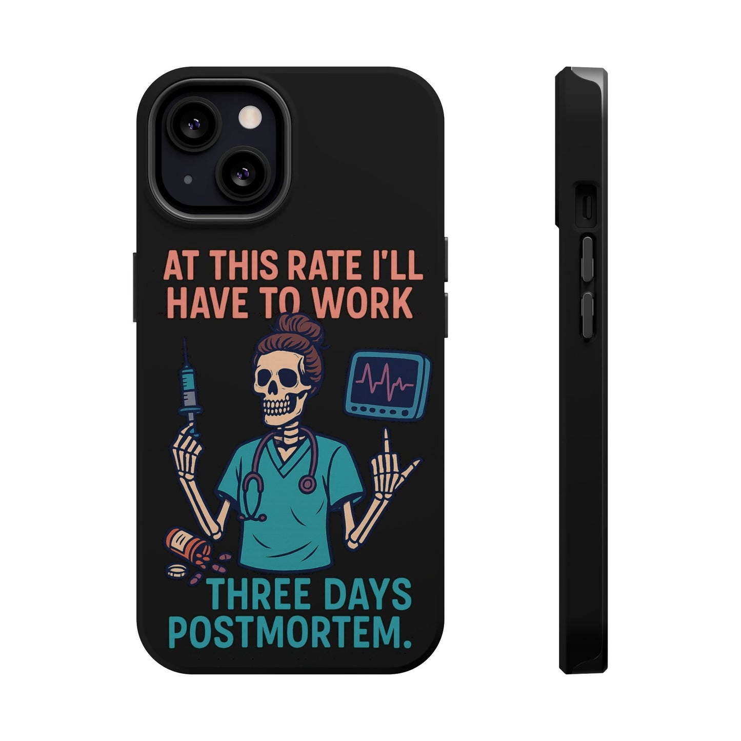 Magnetic Tough Phone Case, 3 Days Postmortem Skull Design, Cute Nurse Gift, Halloween Decor, Unique Phone Accessory