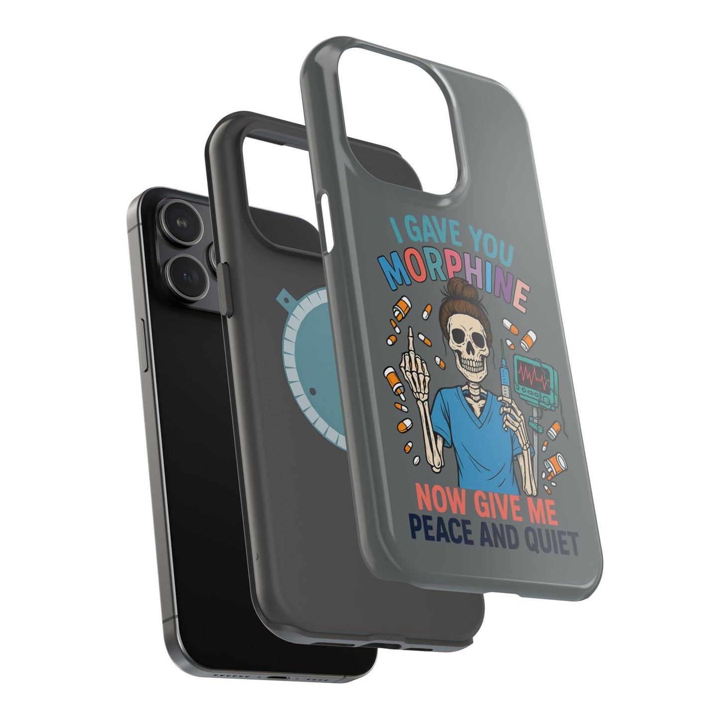 Gothic Phone Case, Unique Skeleton Design, Funny Gift for Nurses, Halloween Accessory, Hospital Humor