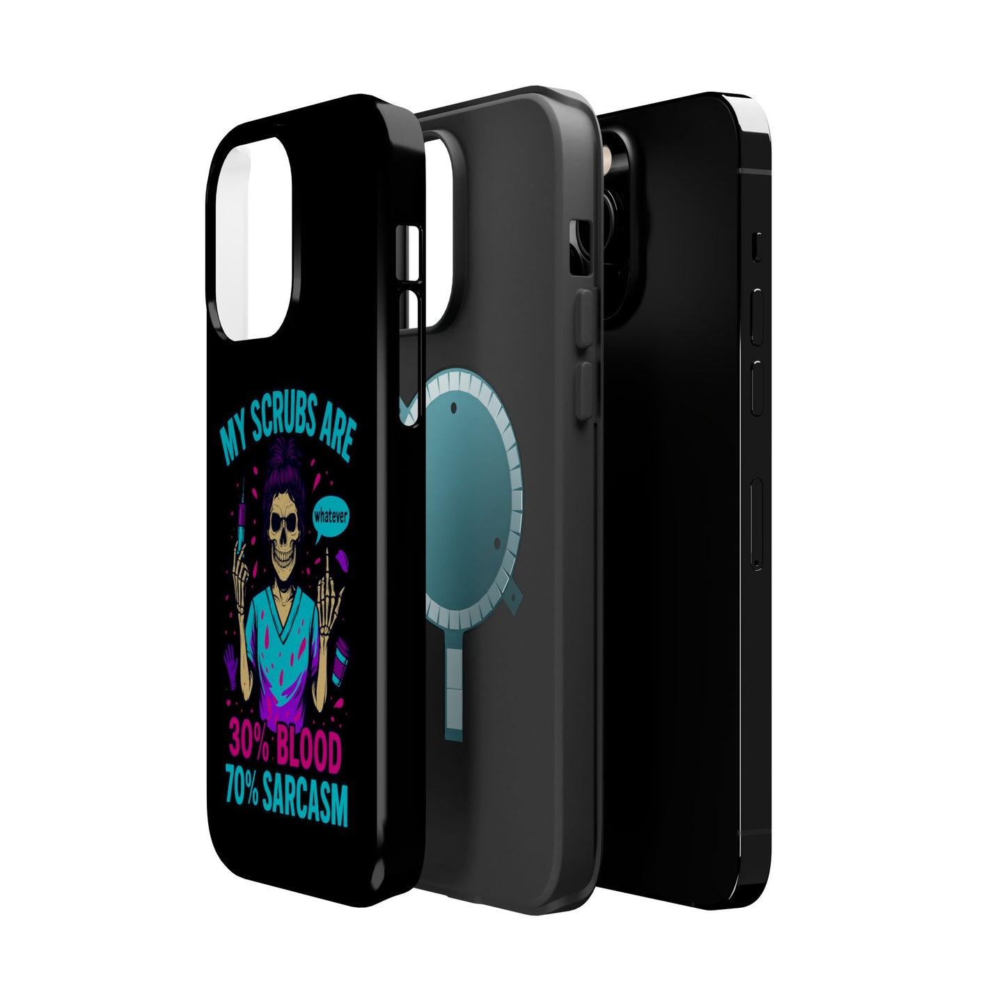 Sassy Nurse Phone Case, 30% Blood 70% Sarcasm Design, Healthcare Gift, Funny Medical Accessory, Tough Magnetic Cover