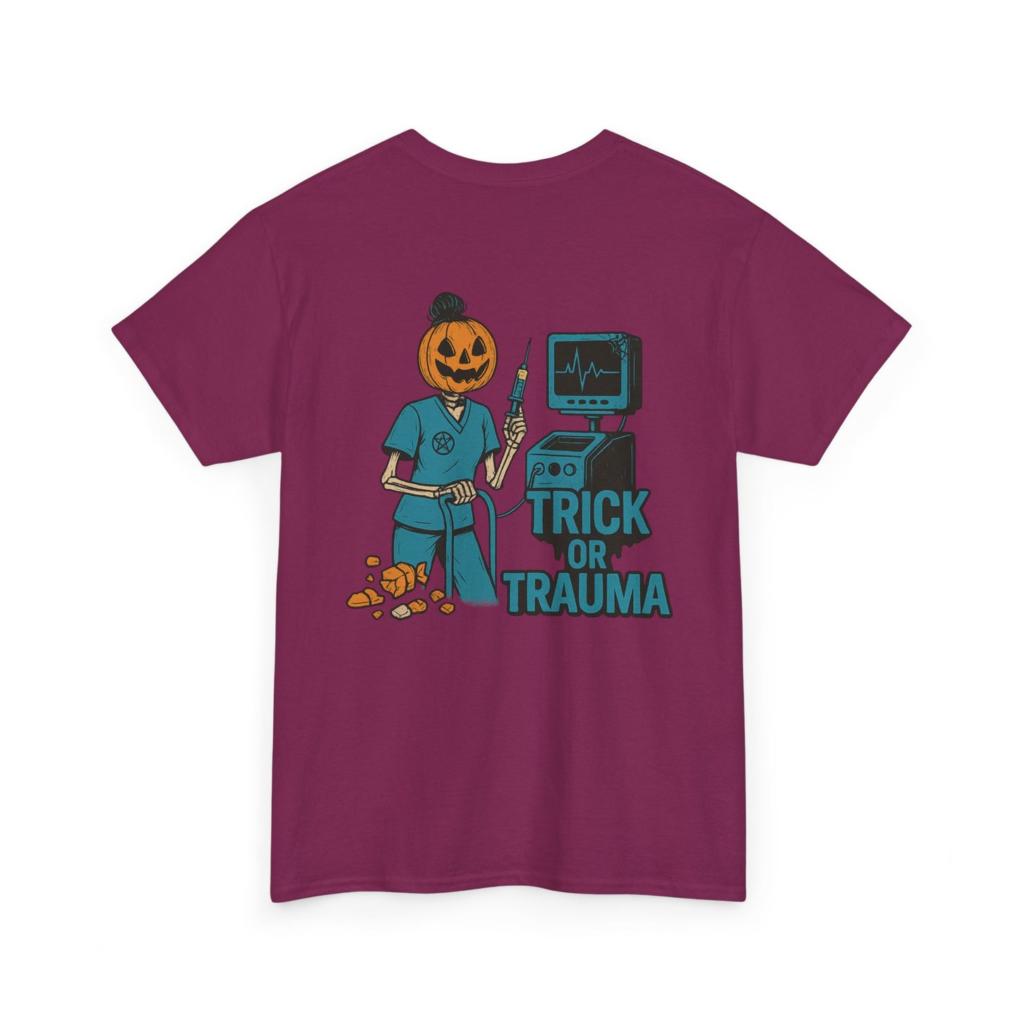 Halloween Pumpkin Tee - Trick or Trauma Shirt, Unisex T-Shirt for Fall Celebrations, Casual Wear, Halloween Costume, Gift Idea