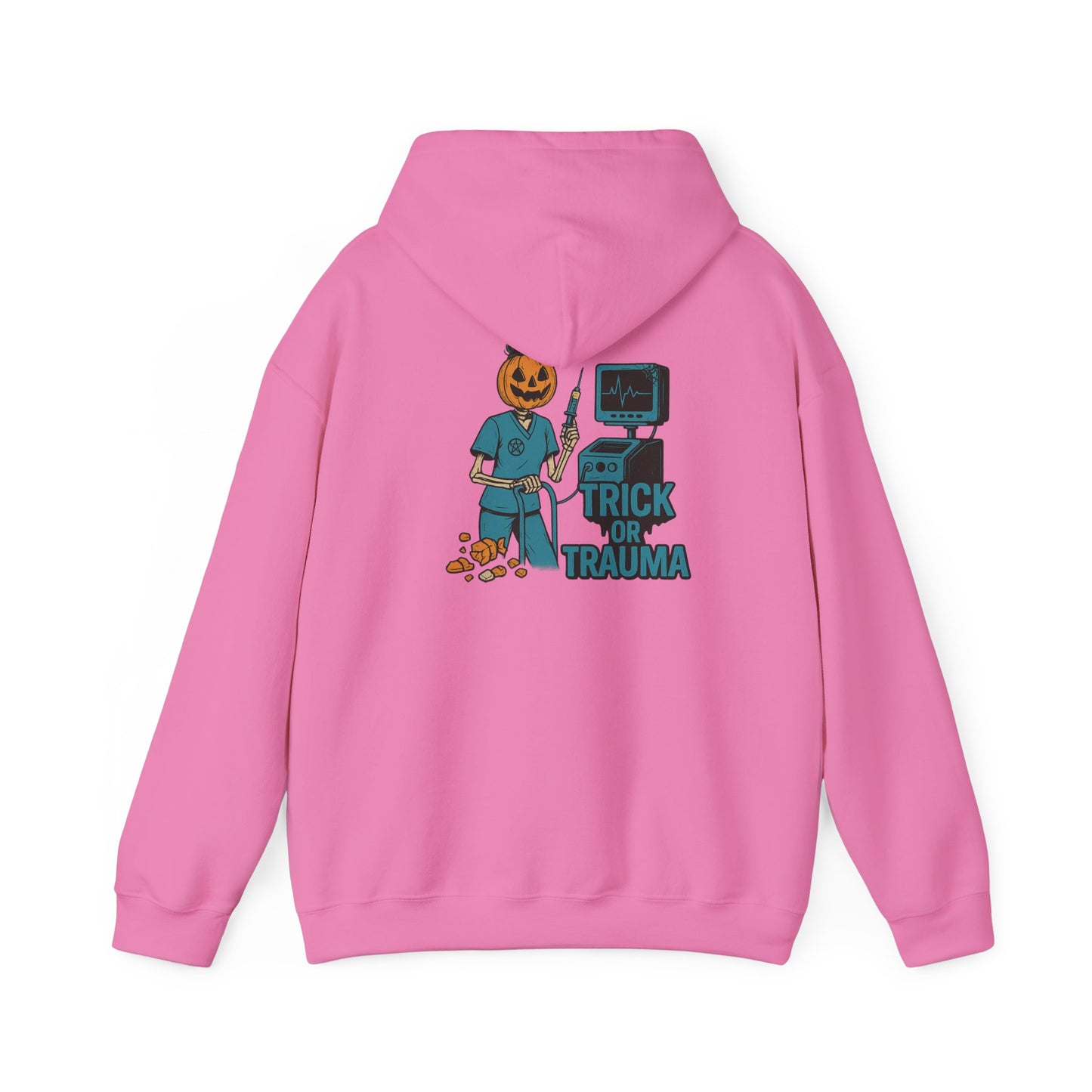 Halloween Trick or Trauma Unisex Hoodie, Perfect for Fall, Cozy Sweatshirt for Halloween Parties, Costume, Gift Idea, Spooky Season Apparel