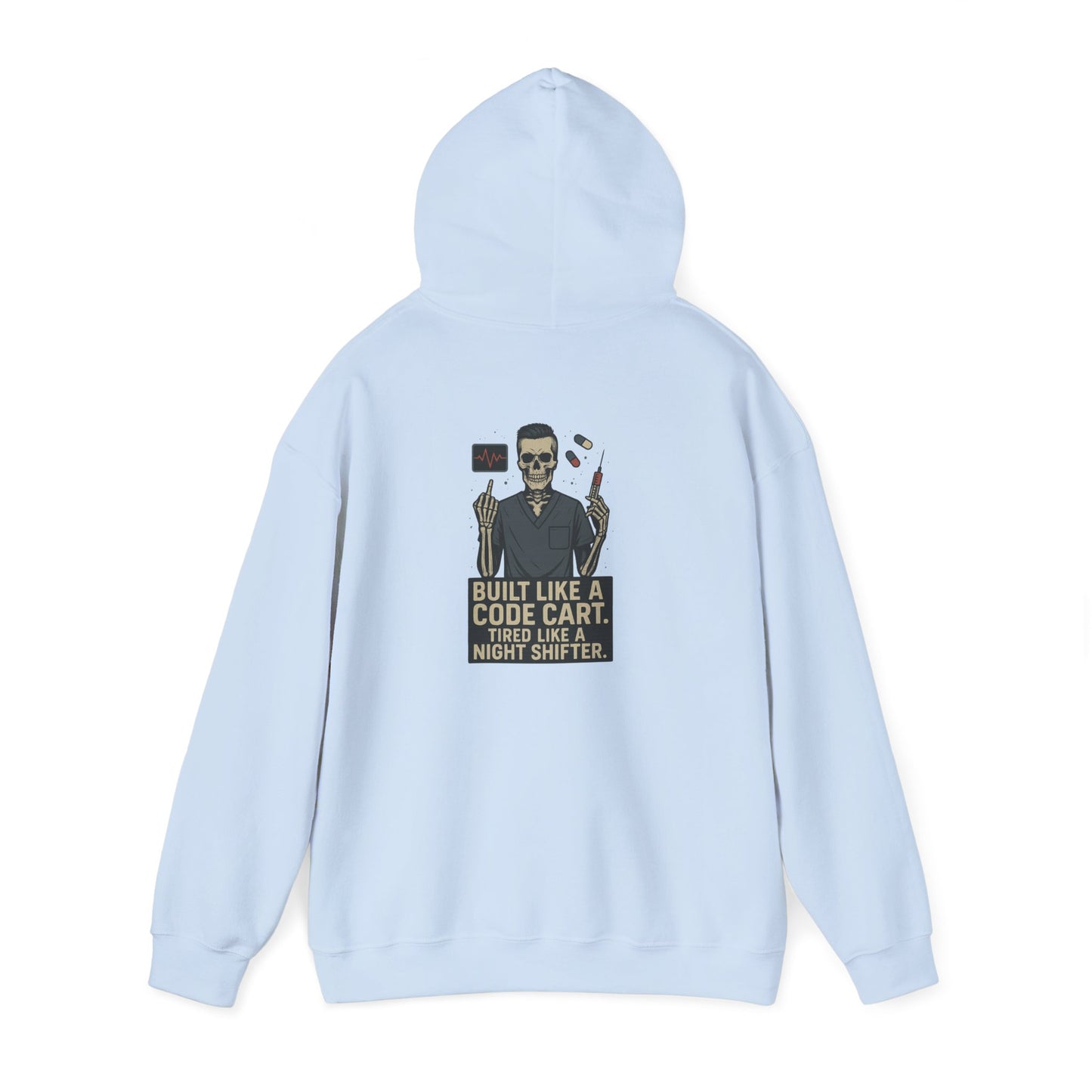 “Built Like a Code Cart. Tired Like a Night Shifter.” – Sarcastic Men’s Hoodie