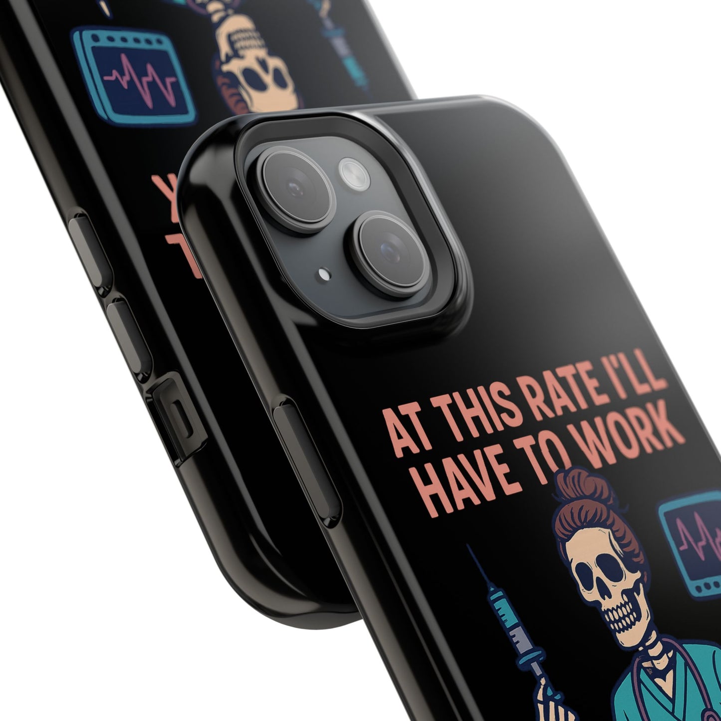 Magnetic Tough Phone Case, 3 Days Postmortem Skull Design, Cute Nurse Gift, Halloween Decor, Unique Phone Accessory