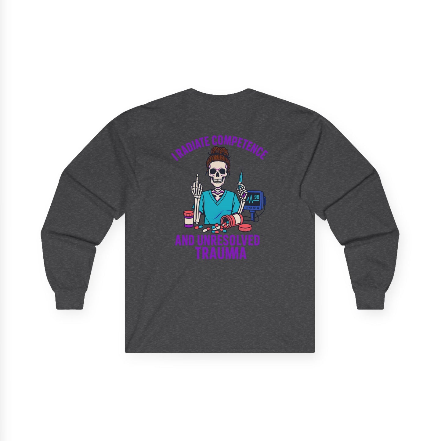Skull Graphic Long Sleeve Tee, Casual Wear, Halloween Apparel, Gift for Friends, Unisex Fashion, Trendy Tee