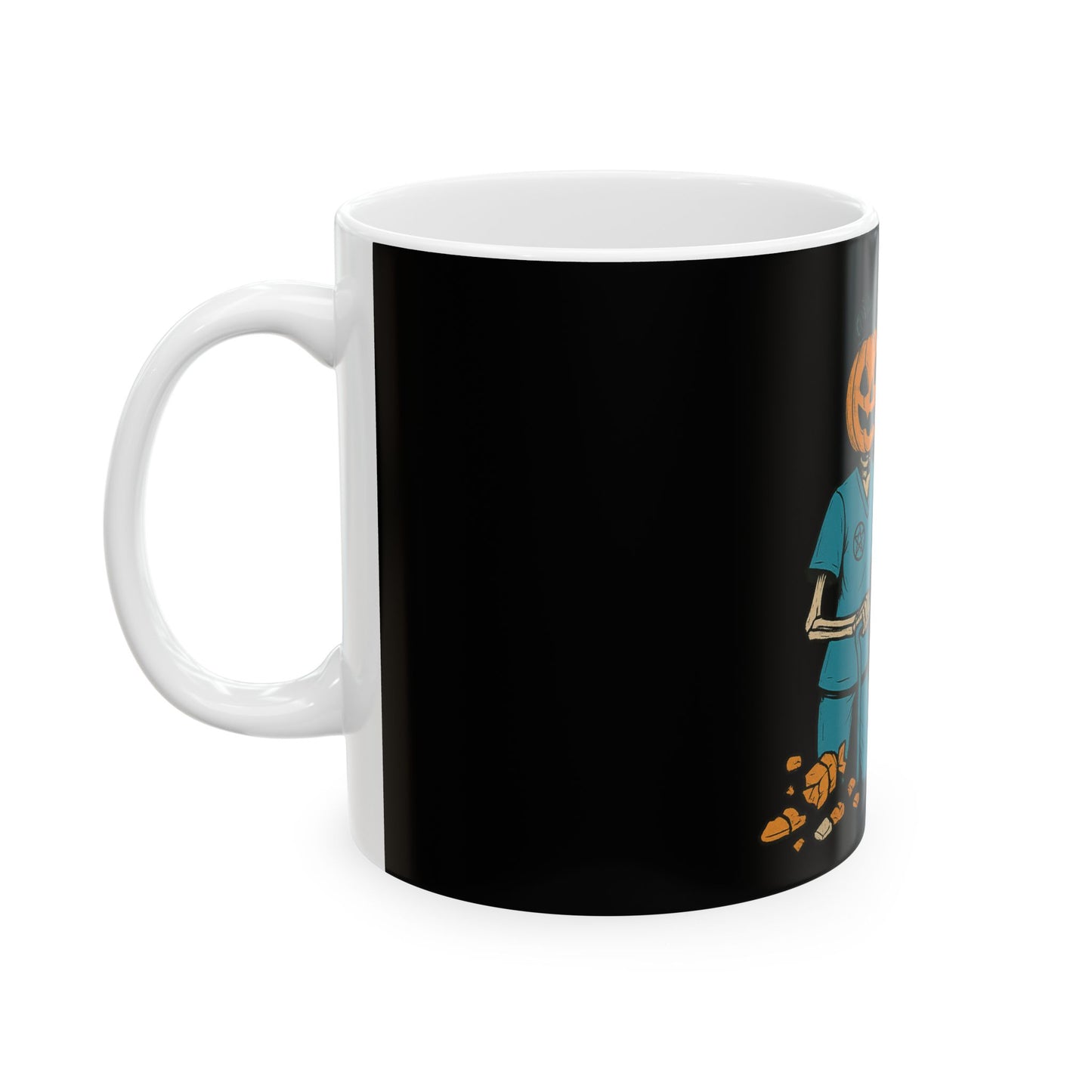 Halloween Themed Ceramic Mug, Trick or Trauma Coffee Cup, Unique Gift for Nurses, Spooky Halloween Decor, Fun Healthcare Mug