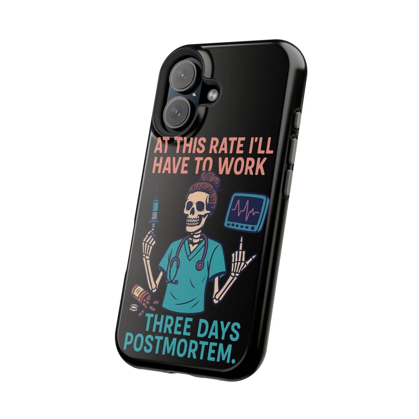 Magnetic Tough Phone Case, 3 Days Postmortem Skull Design, Cute Nurse Gift, Halloween Decor, Unique Phone Accessory