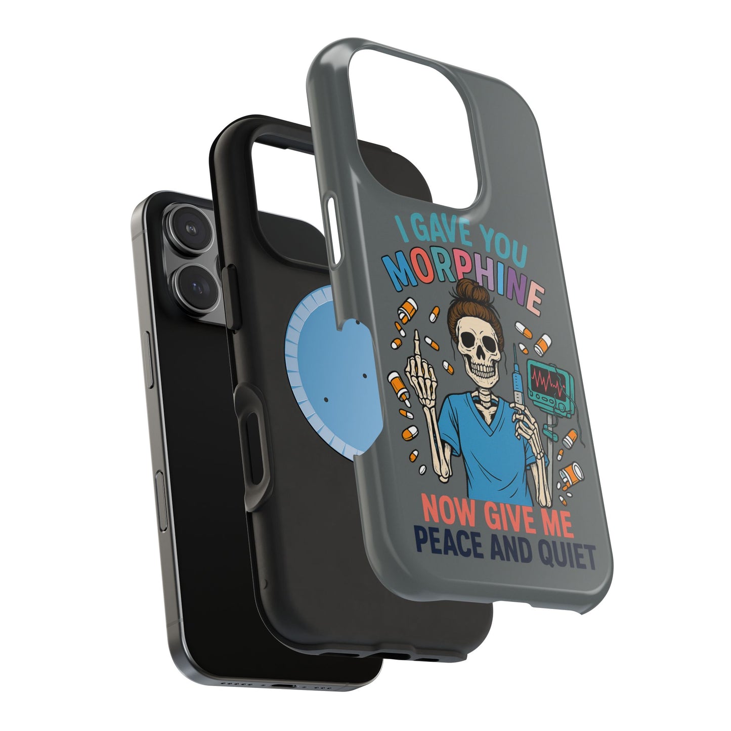 Gothic Phone Case, Unique Skeleton Design, Funny Gift for Nurses, Halloween Accessory, Hospital Humor