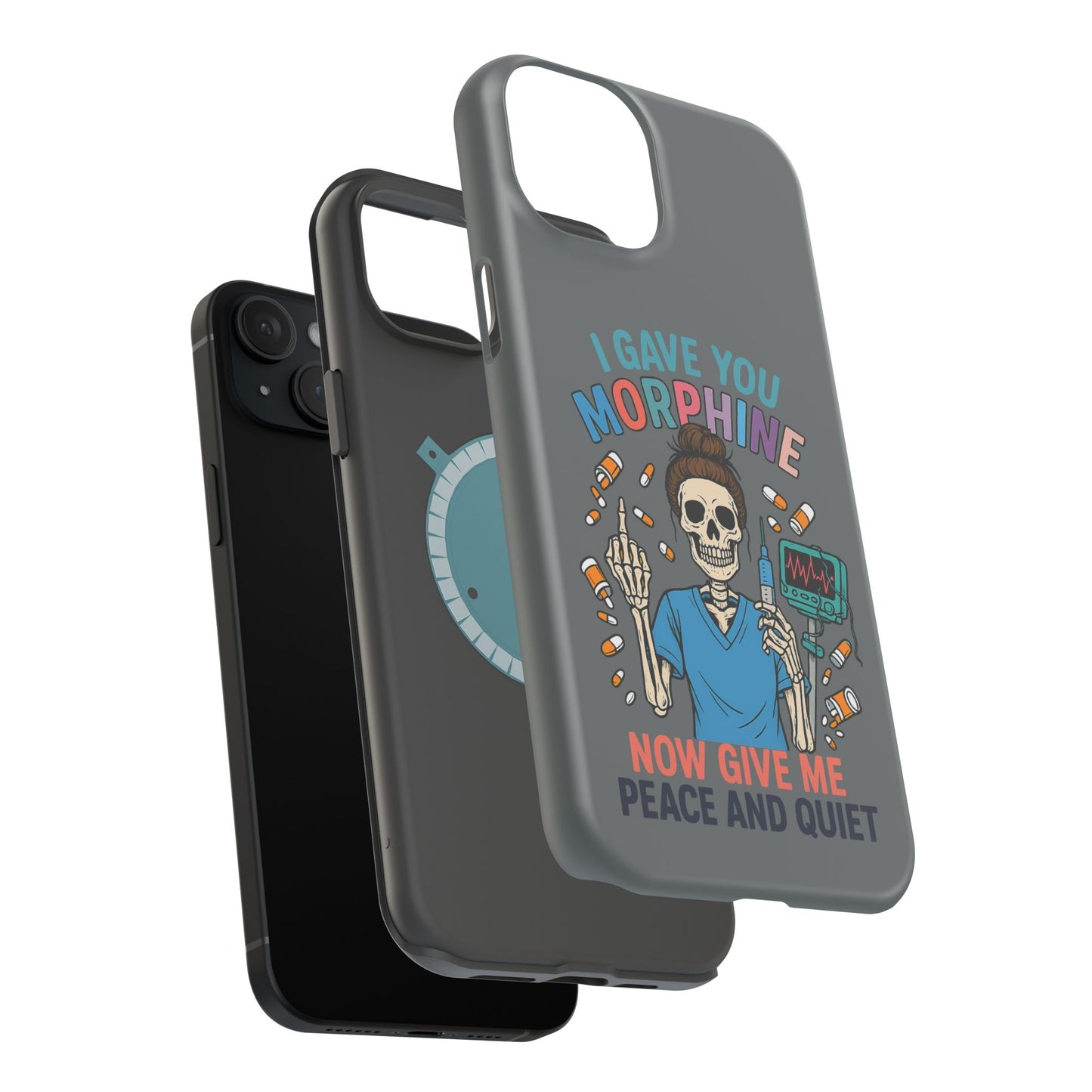 Gothic Phone Case, Unique Skeleton Design, Funny Gift for Nurses, Halloween Accessory, Hospital Humor