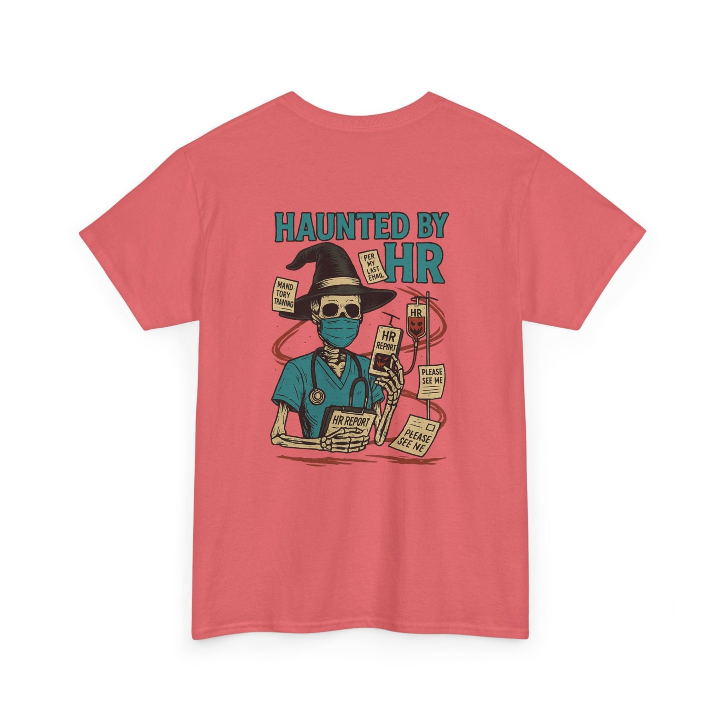 Haunted by HR Graphic Tee, Unisex Heavy Cotton Shirt, Halloween T-Shirt, Fun Office Humor, Spooky Gifts, Casual Wear