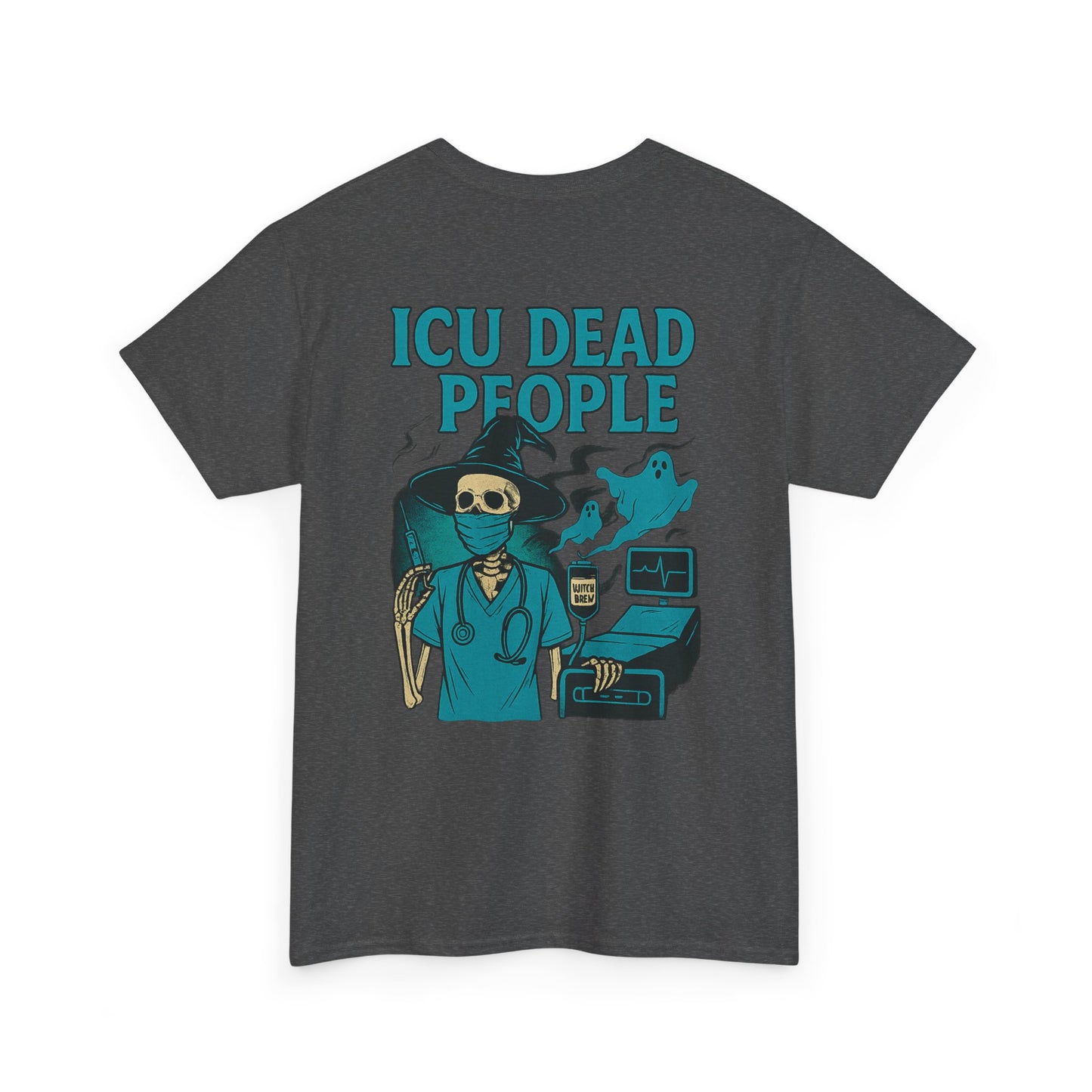 Humorous ICU Nurse Tee, Funny Medical Shirt, Unisex Heavy Cotton T-Shirt, Gift for Healthcare Workers, Halloween Medical Humor Tee