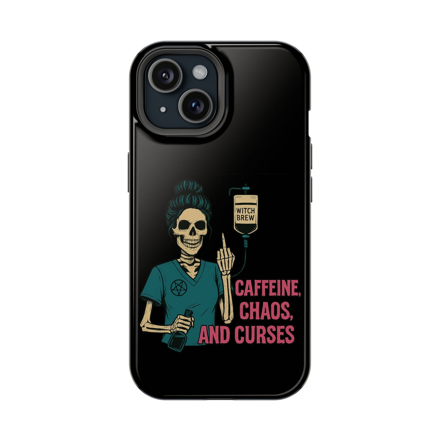 Caffeine Chaos Magnetic Phone Case, Halloween Gift, Witchy Accessories, Phone Cover, Spooky Style