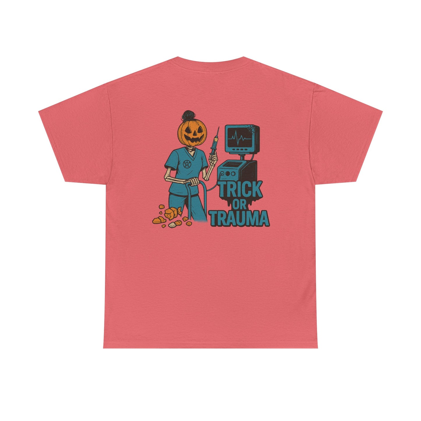 Halloween Pumpkin Tee - Trick or Trauma Shirt, Unisex T-Shirt for Fall Celebrations, Casual Wear, Halloween Costume, Gift Idea