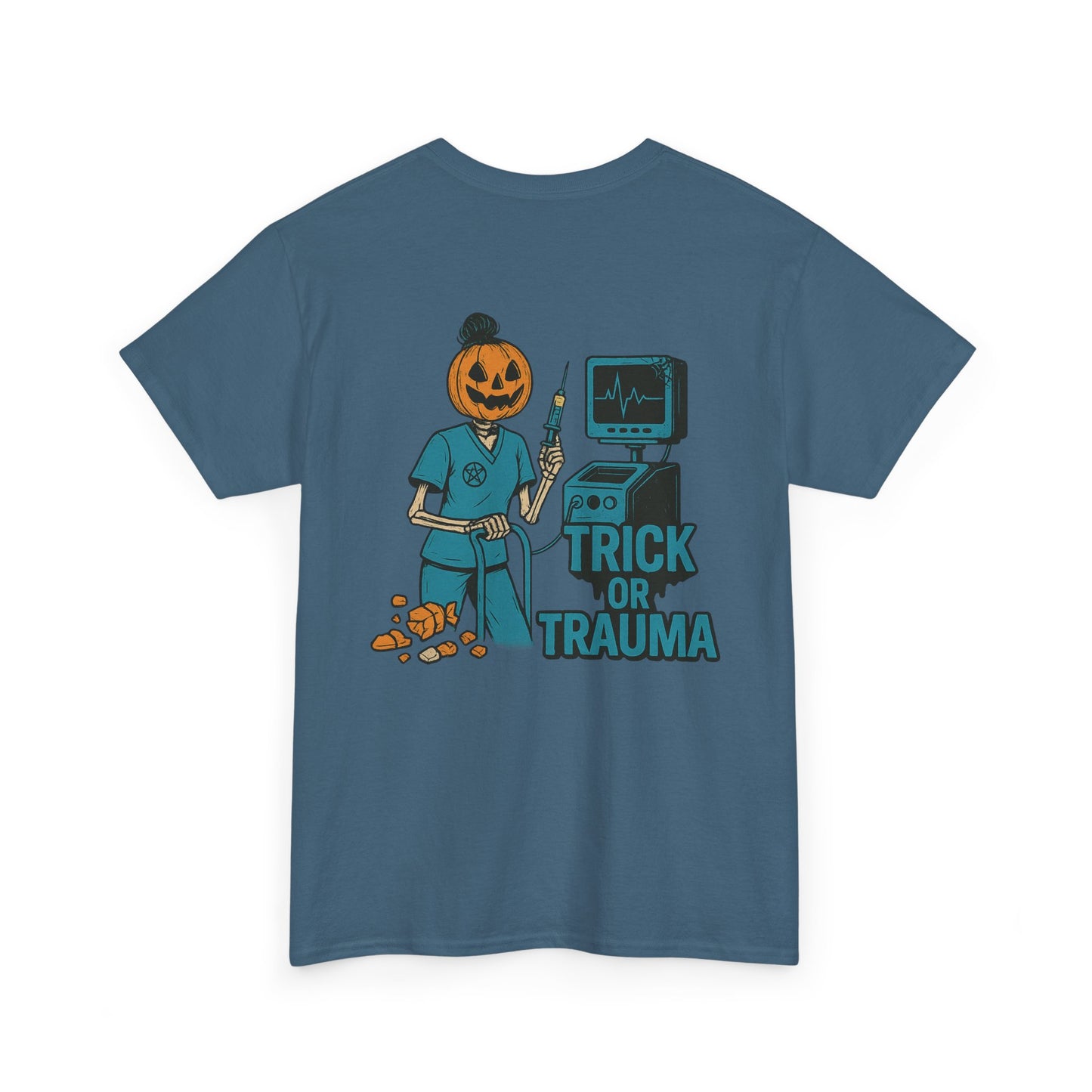 Halloween Pumpkin Tee - Trick or Trauma Shirt, Unisex T-Shirt for Fall Celebrations, Casual Wear, Halloween Costume, Gift Idea