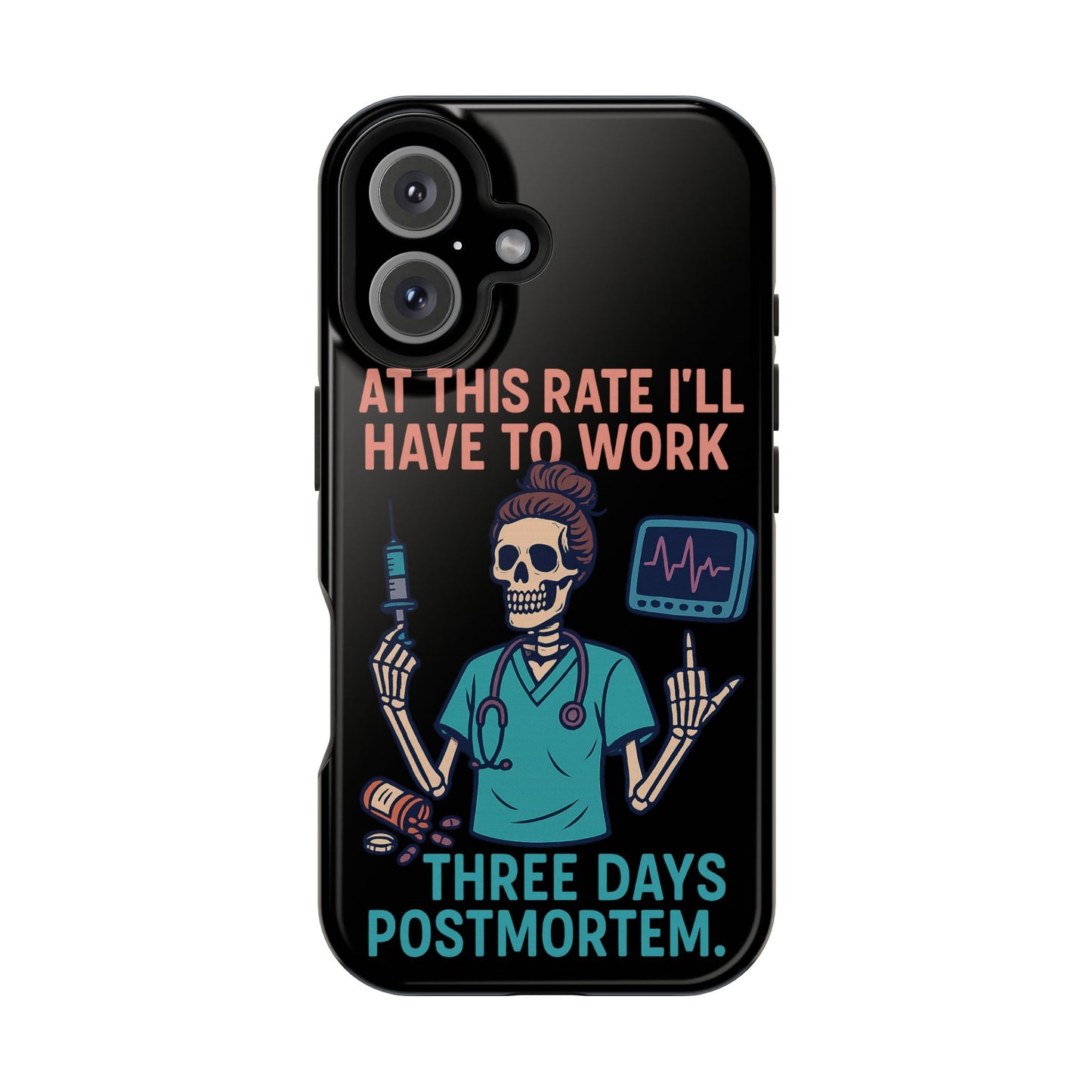Magnetic Tough Phone Case, 3 Days Postmortem Skull Design, Cute Nurse Gift, Halloween Decor, Unique Phone Accessory