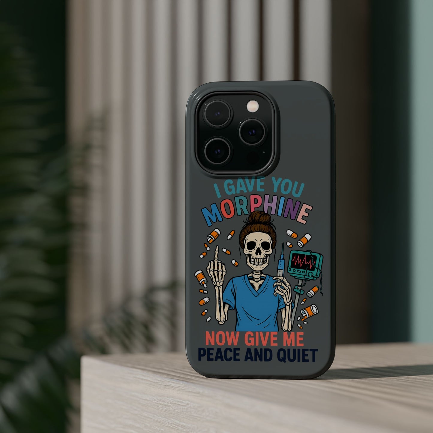 Gothic Phone Case, Unique Skeleton Design, Funny Gift for Nurses, Halloween Accessory, Hospital Humor