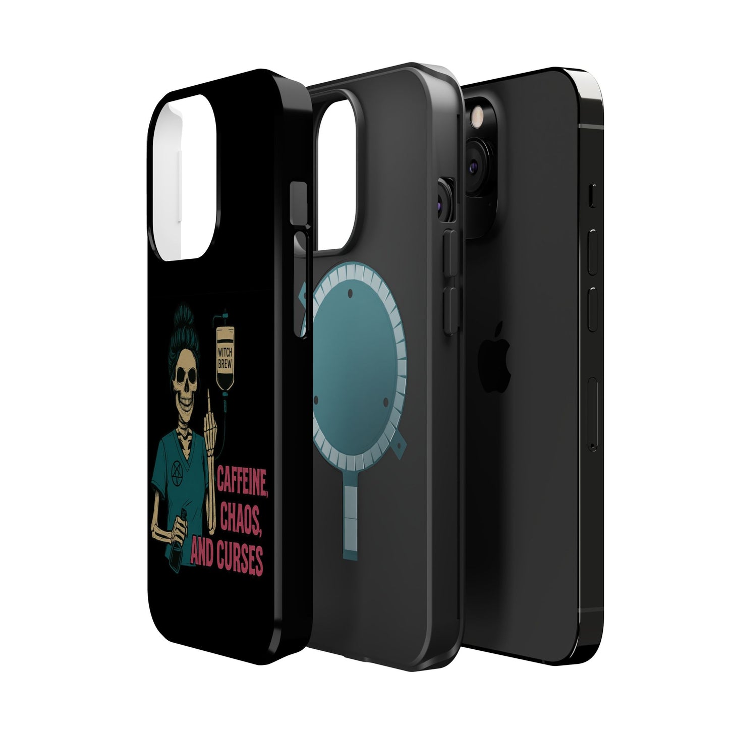 Caffeine Chaos Magnetic Phone Case, Halloween Gift, Witchy Accessories, Phone Cover, Spooky Style