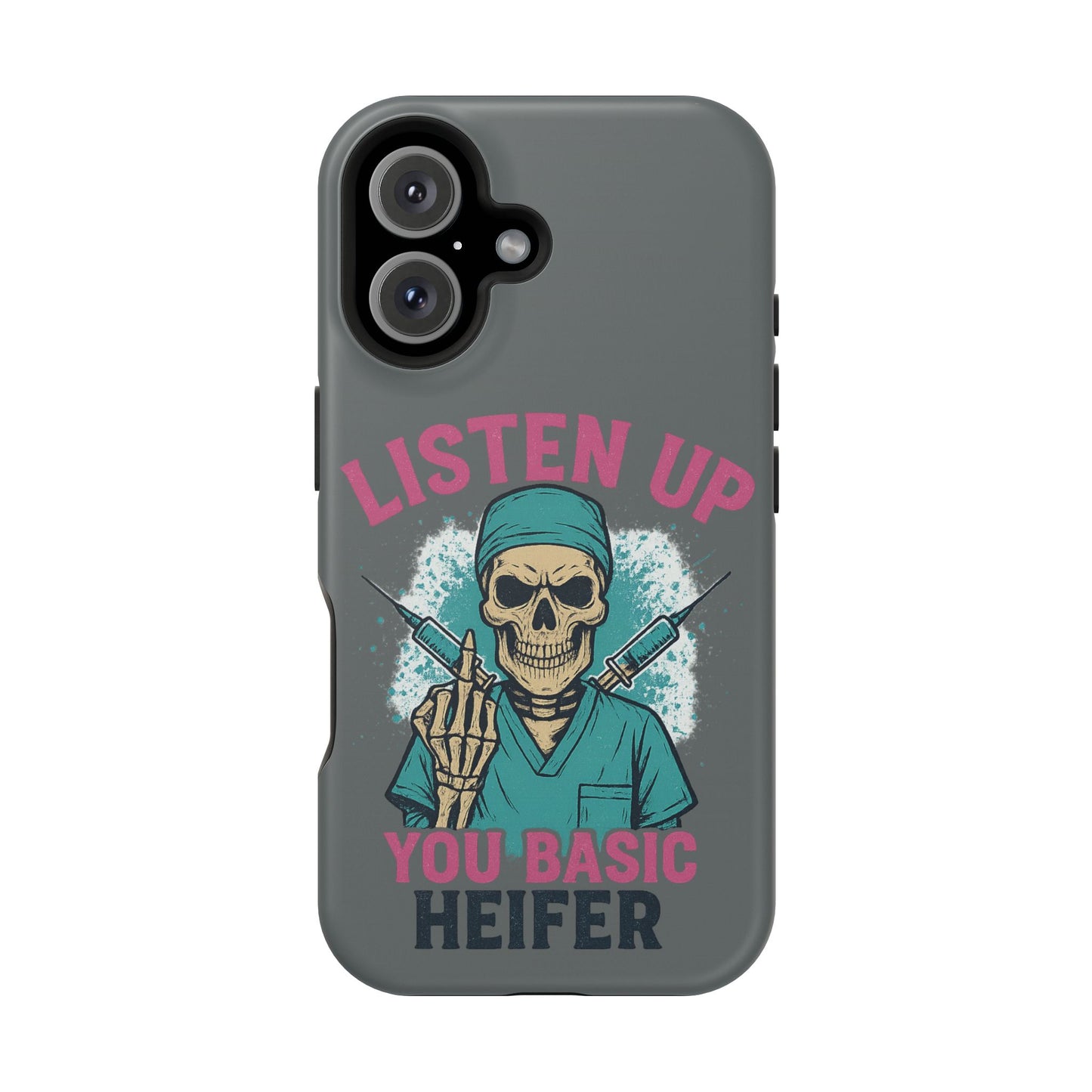 Edgy Nurse Phone Case, Gift for Healthcare Workers, Skull Design Case, Halloween Accessories, Trendy Tough Cases