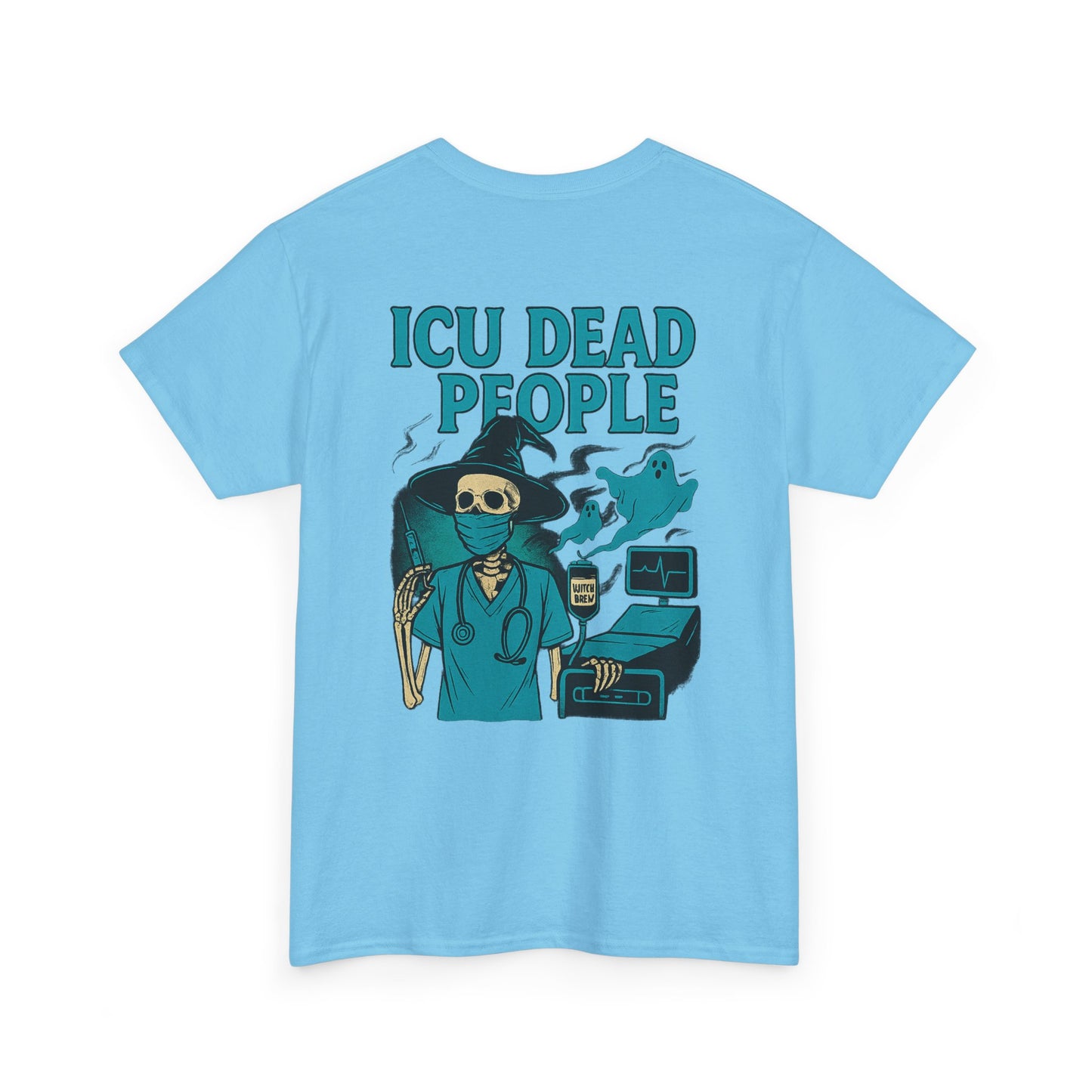 Humorous ICU Nurse Tee, Funny Medical Shirt, Unisex Heavy Cotton T-Shirt, Gift for Healthcare Workers, Halloween Medical Humor Tee