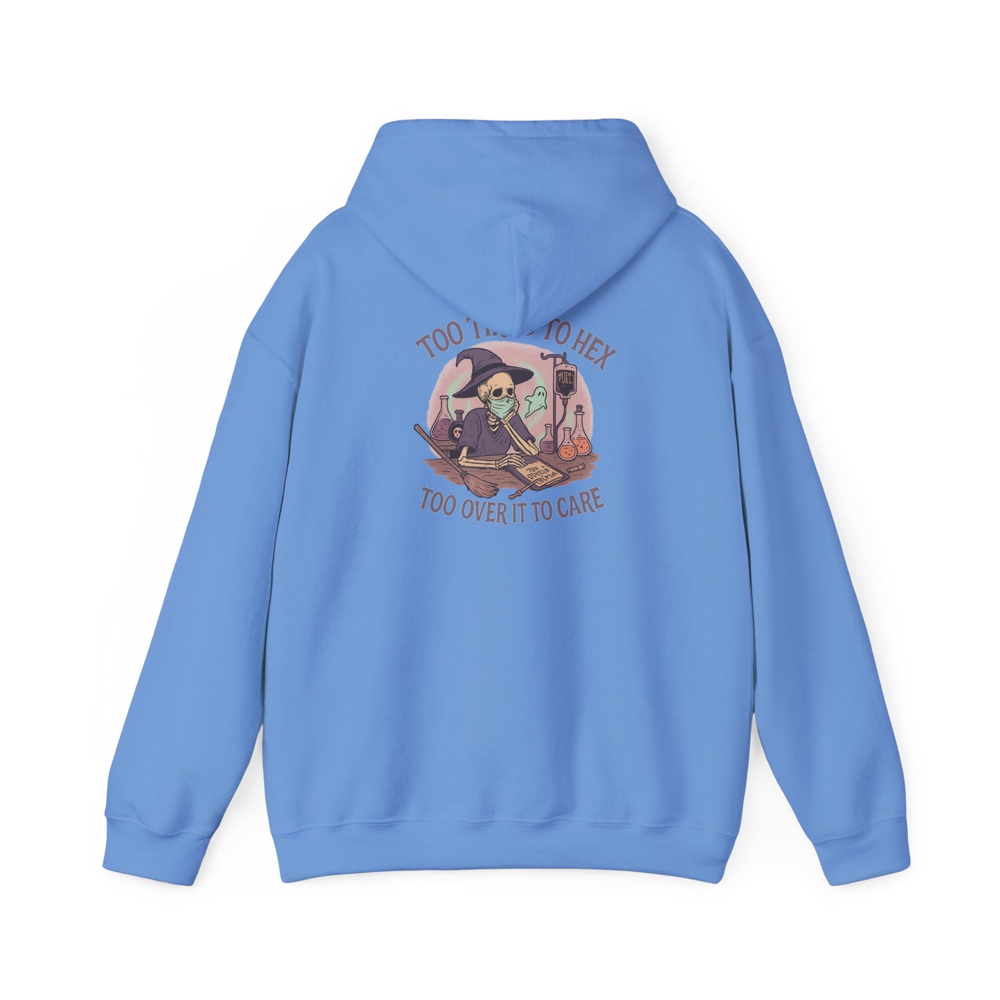 Too Tired to Hex Hoodie - Cozy Unisex Sweatshirt, Perfect for Halloween, Witchy Vibes, Casual Wear, Gift for Her