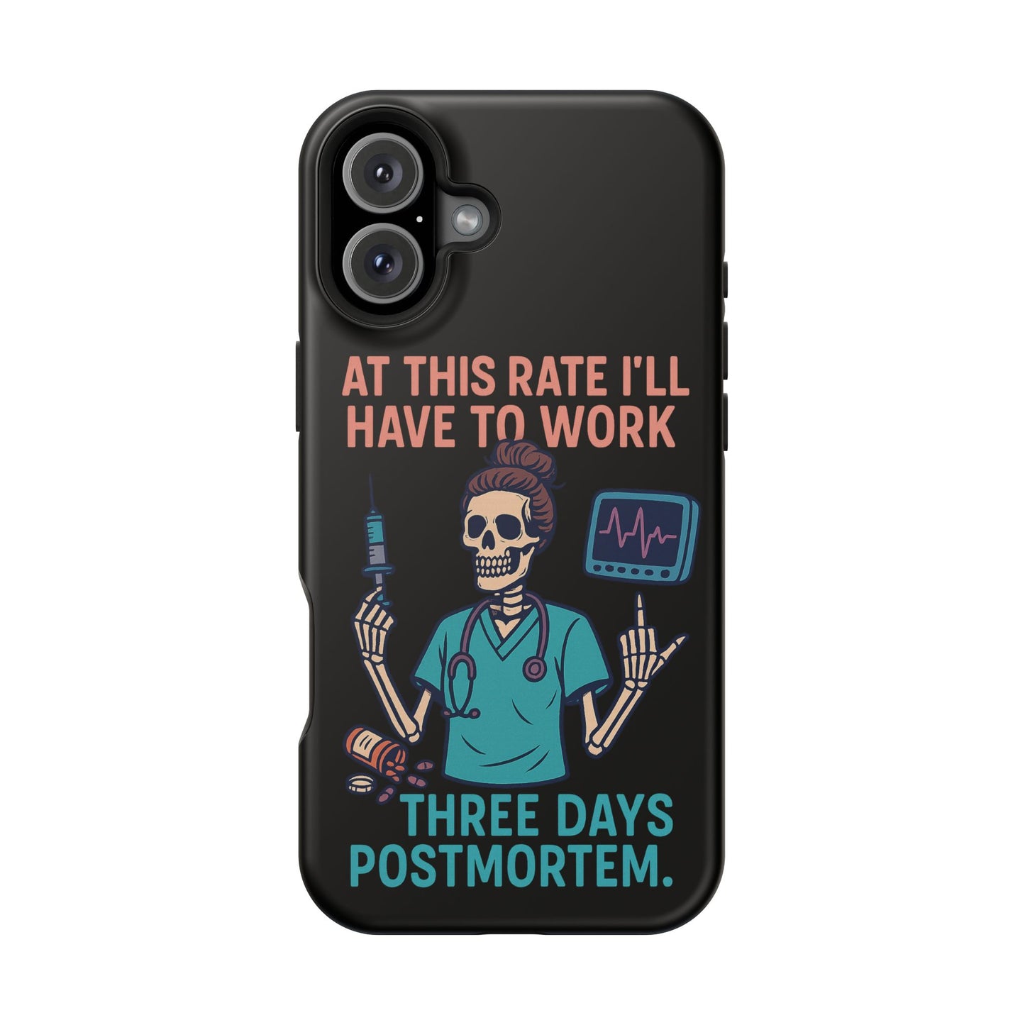Magnetic Tough Phone Case, 3 Days Postmortem Skull Design, Cute Nurse Gift, Halloween Decor, Unique Phone Accessory