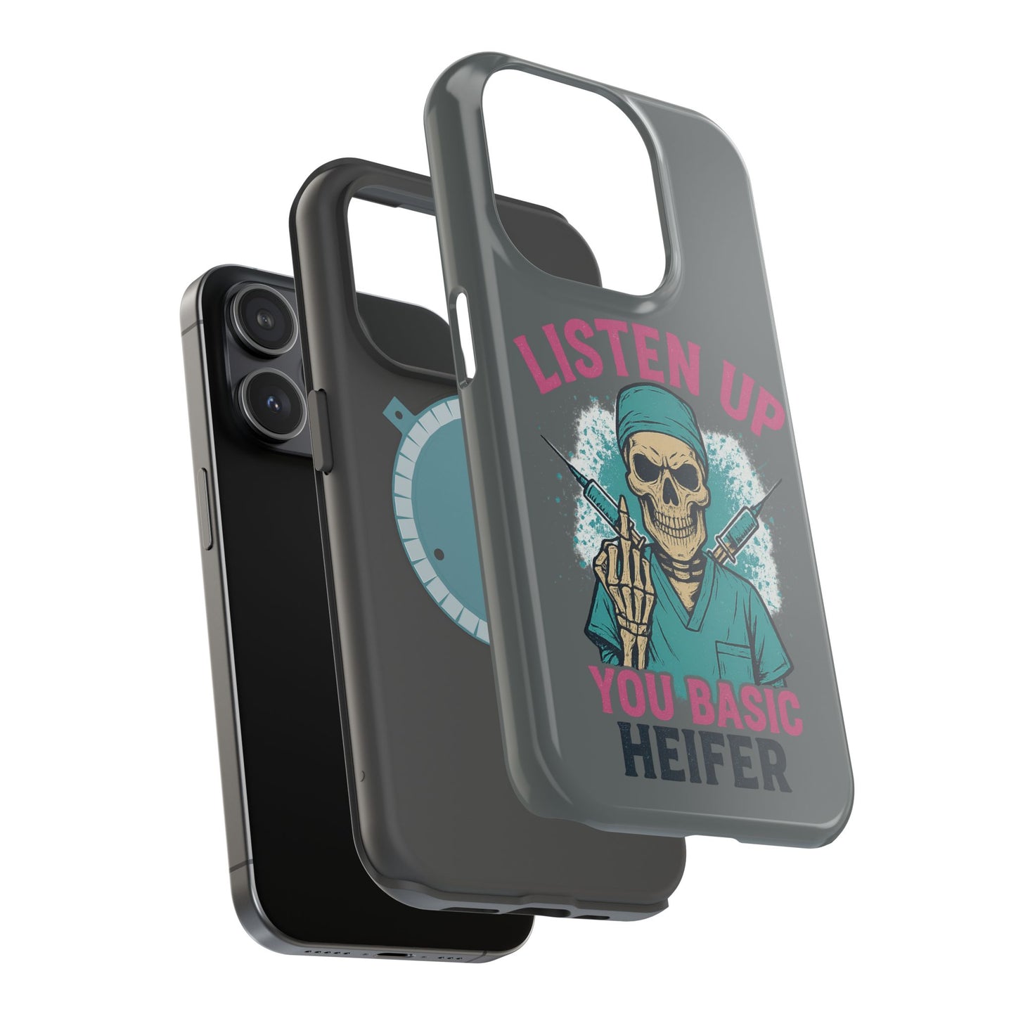Edgy Nurse Phone Case, Gift for Healthcare Workers, Skull Design Case, Halloween Accessories, Trendy Tough Cases