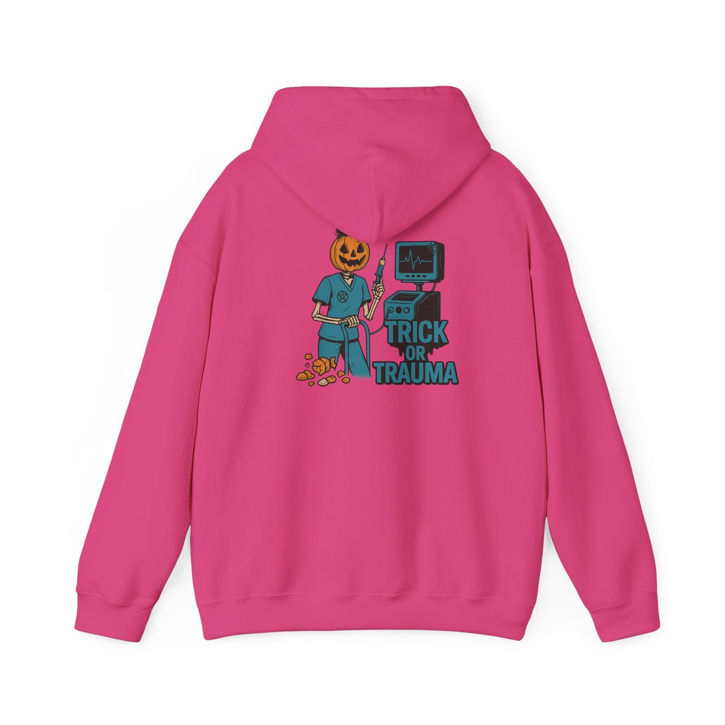 Halloween Trick or Trauma Unisex Hoodie, Perfect for Fall, Cozy Sweatshirt for Halloween Parties, Costume, Gift Idea, Spooky Season Apparel