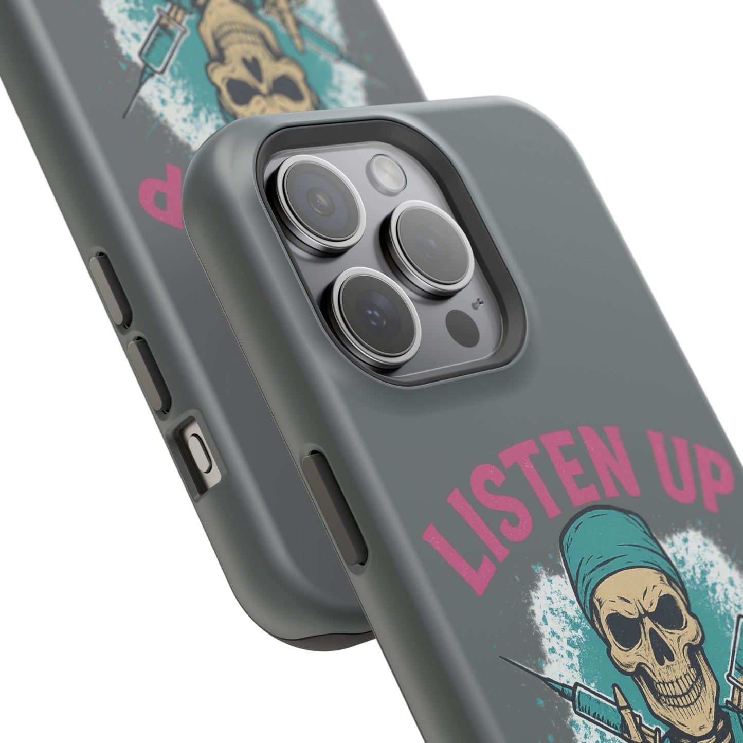 Edgy Nurse Phone Case, Gift for Healthcare Workers, Skull Design Case, Halloween Accessories, Trendy Tough Cases